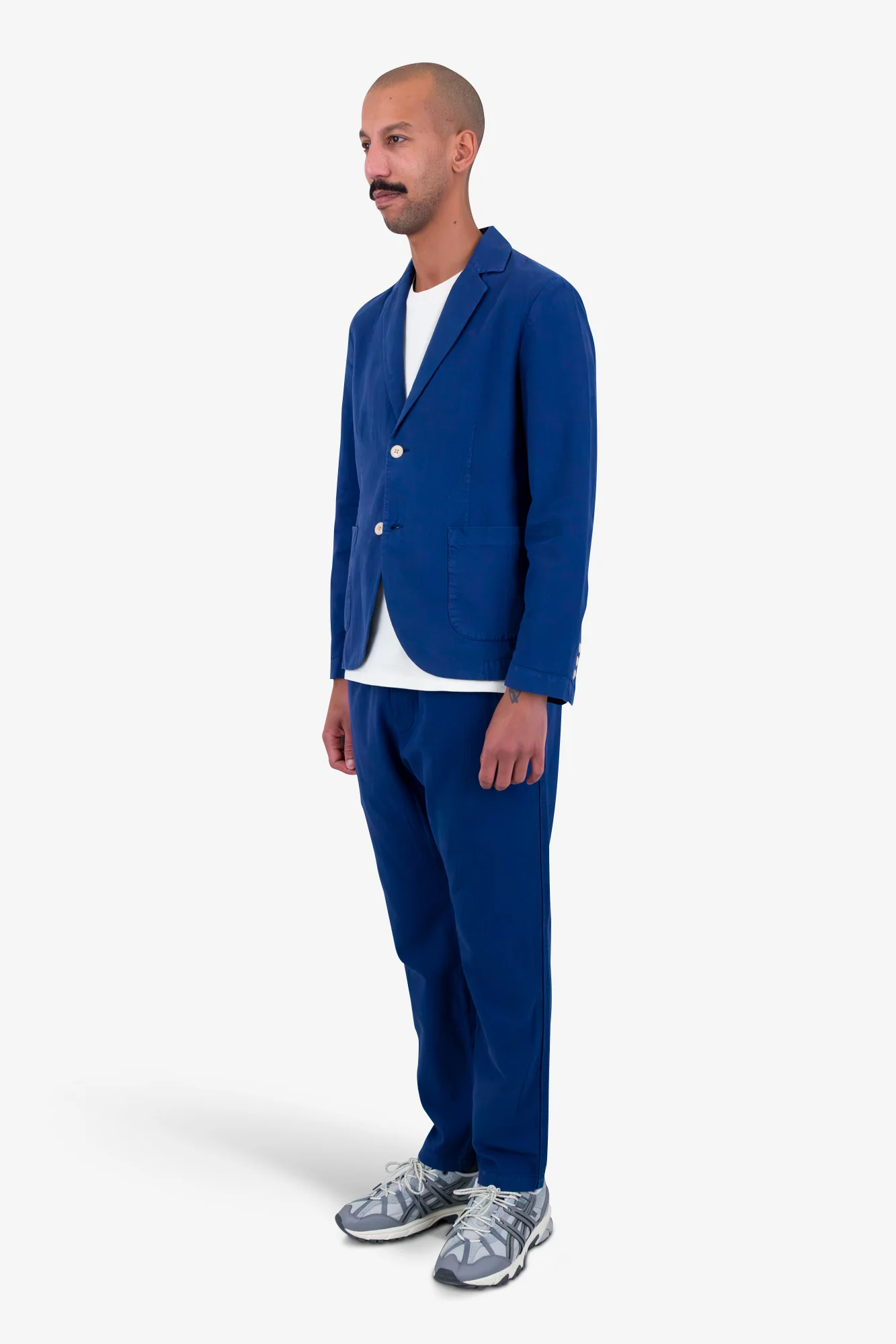 Cotton Linen Blazer - Deep Blue - Image 3