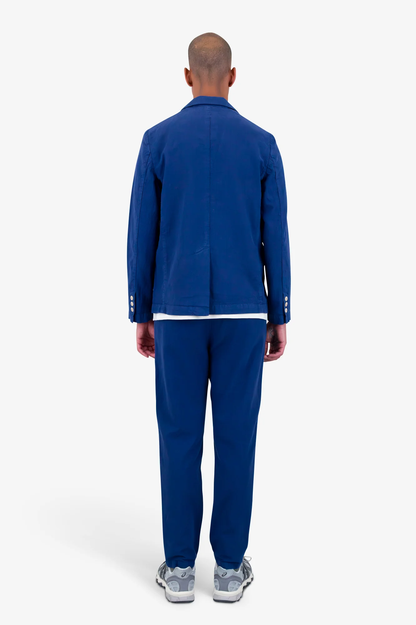 Cotton Linen Blazer - Deep Blue - Image 9