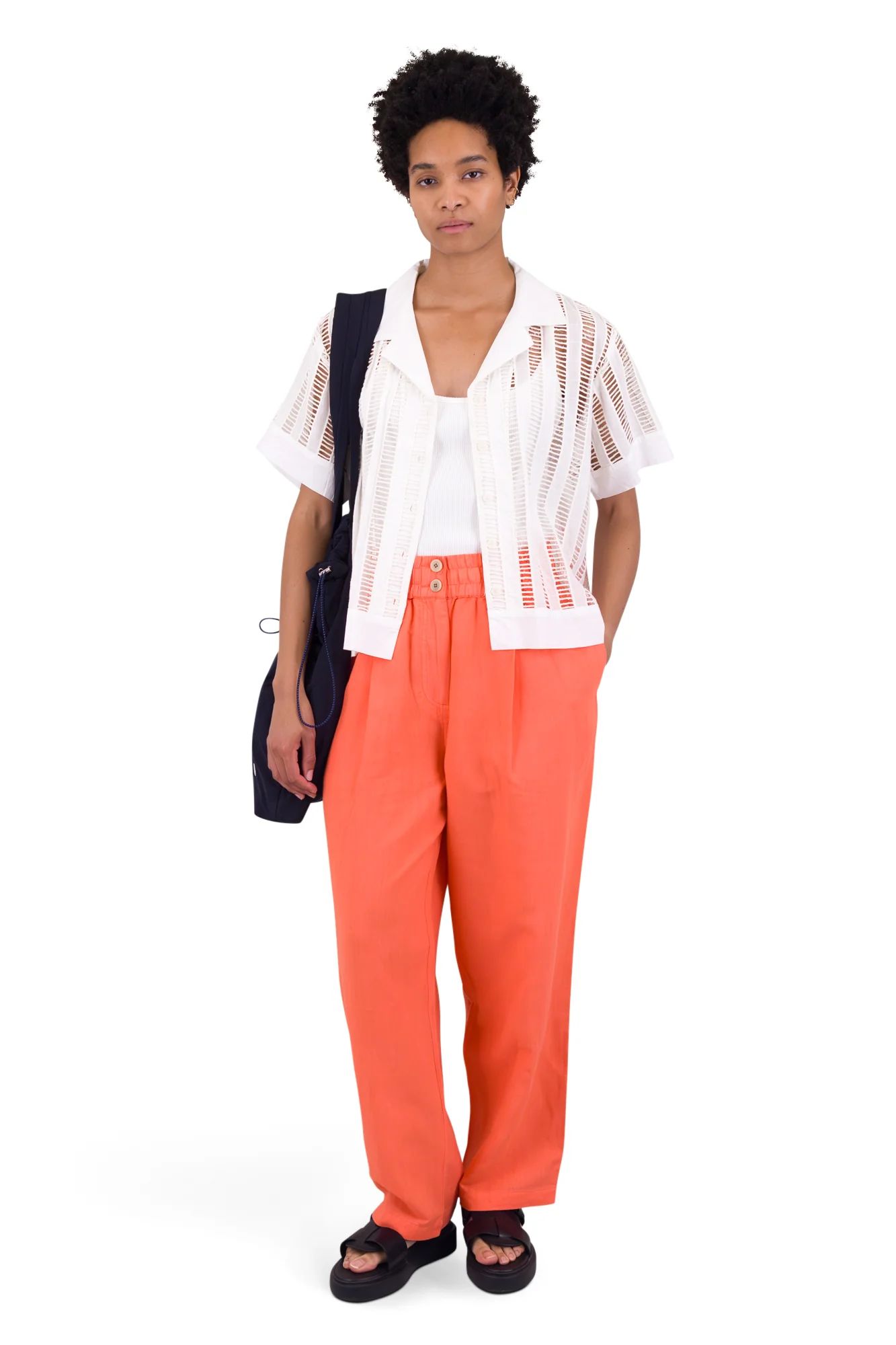 Drawcord Baggy Pants - Coral - Image 6