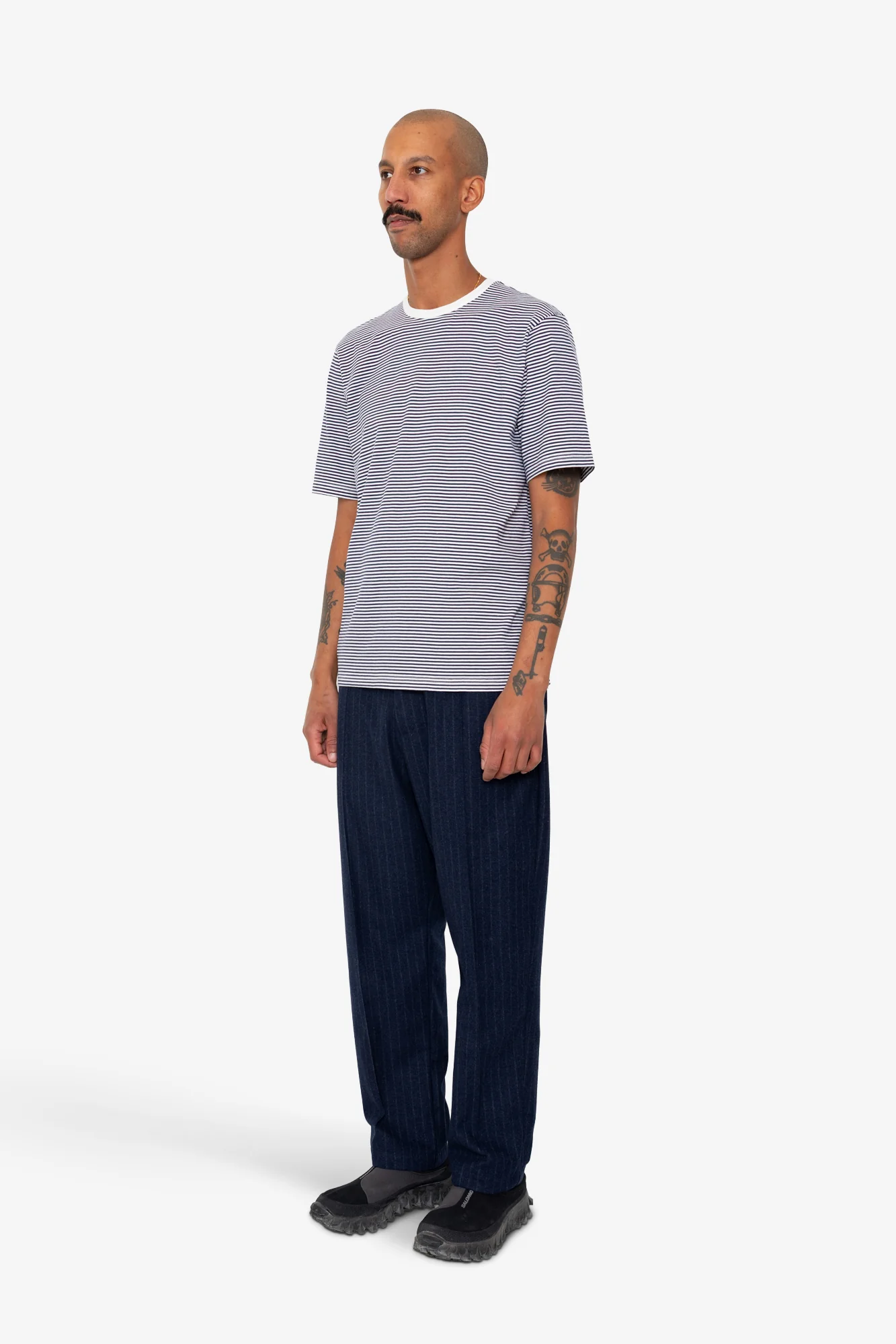 1x1 Striped T-Shirt - Bright Navy / Ecru - Image 3