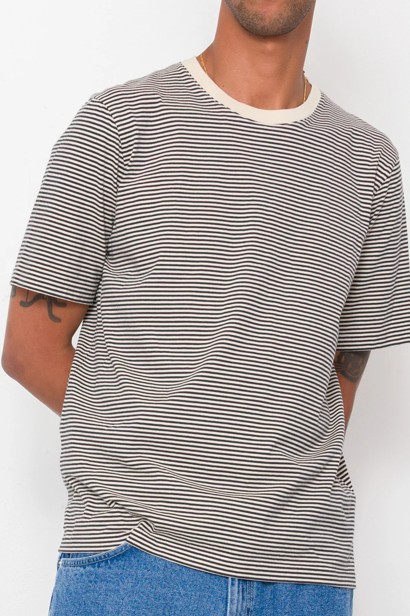 1x1 Striped T-Shirt - Soft Black - Image 7