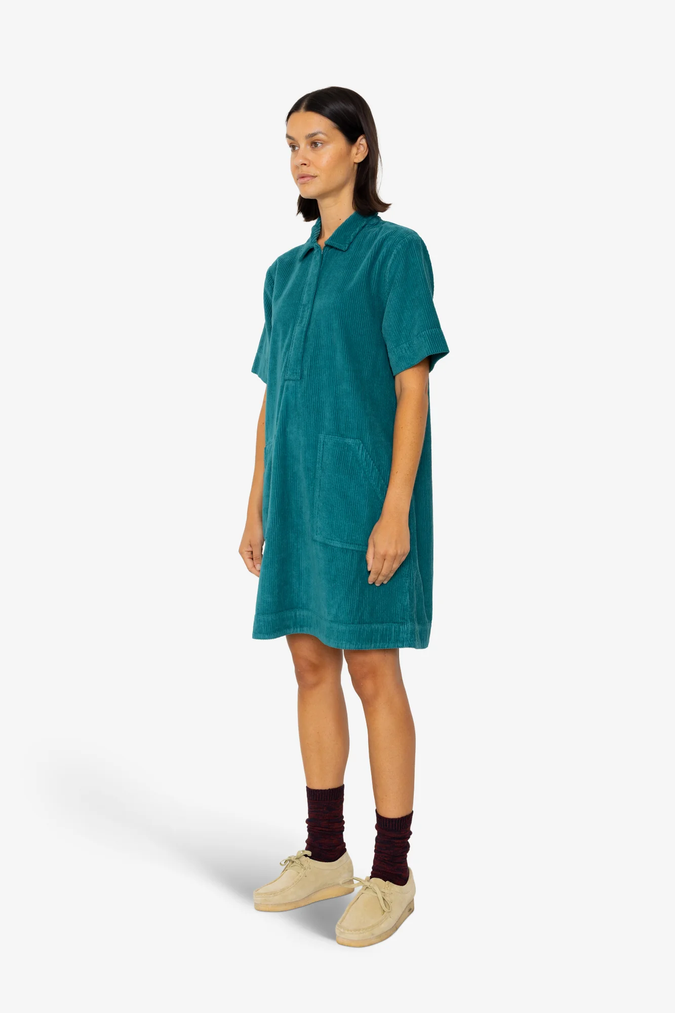 A-Line Zip Dress - Dark Teal - Image 3