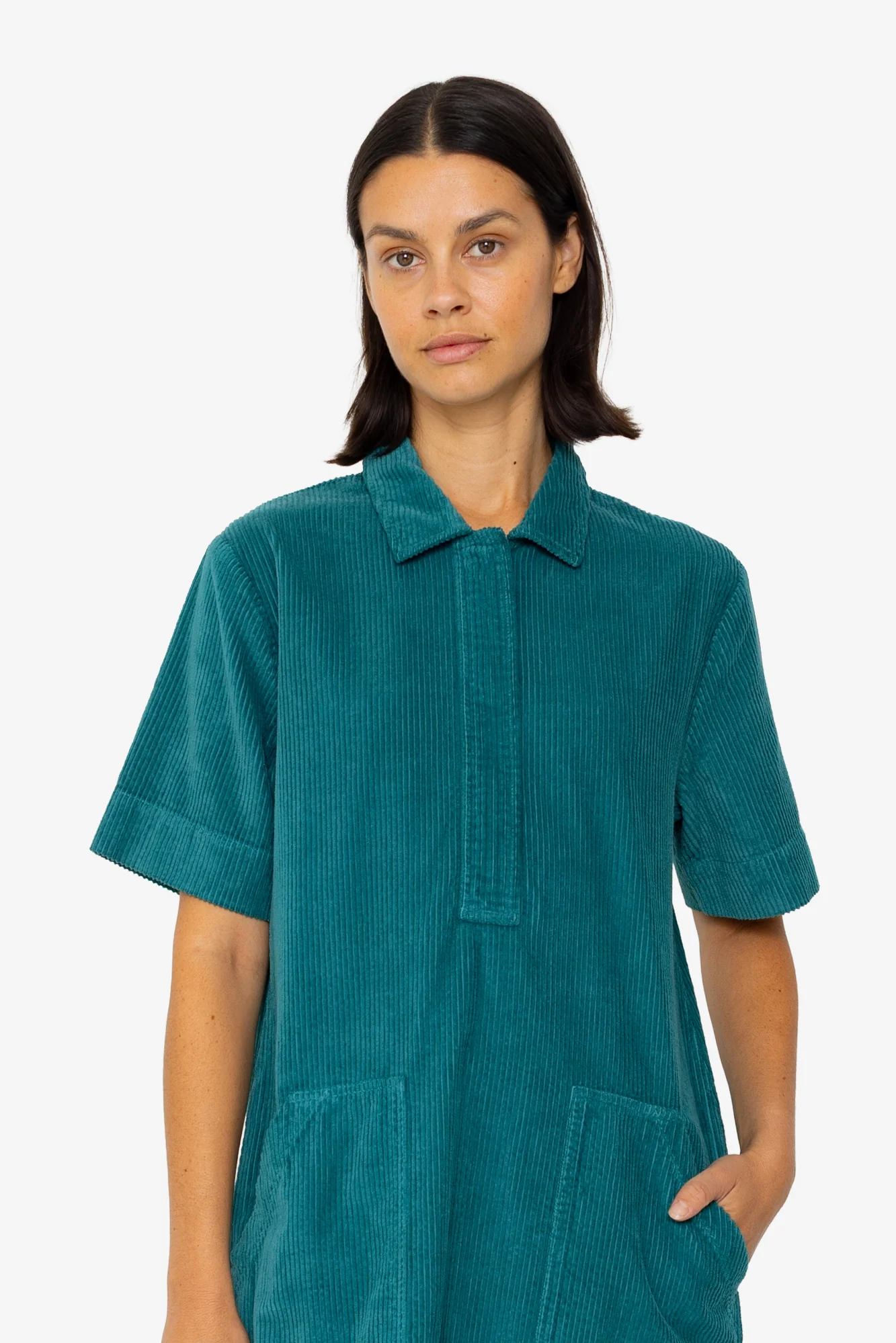 A-Line Zip Dress - Dark Teal - Image 6