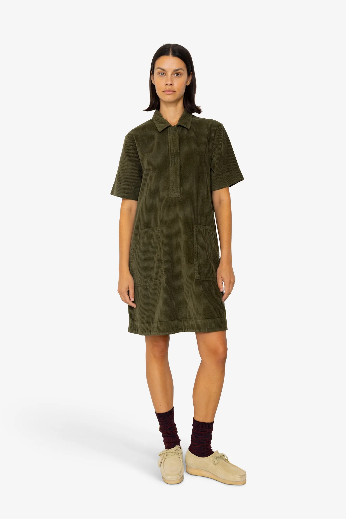 A-Line Zip Dress - Olive Cord - Image 7