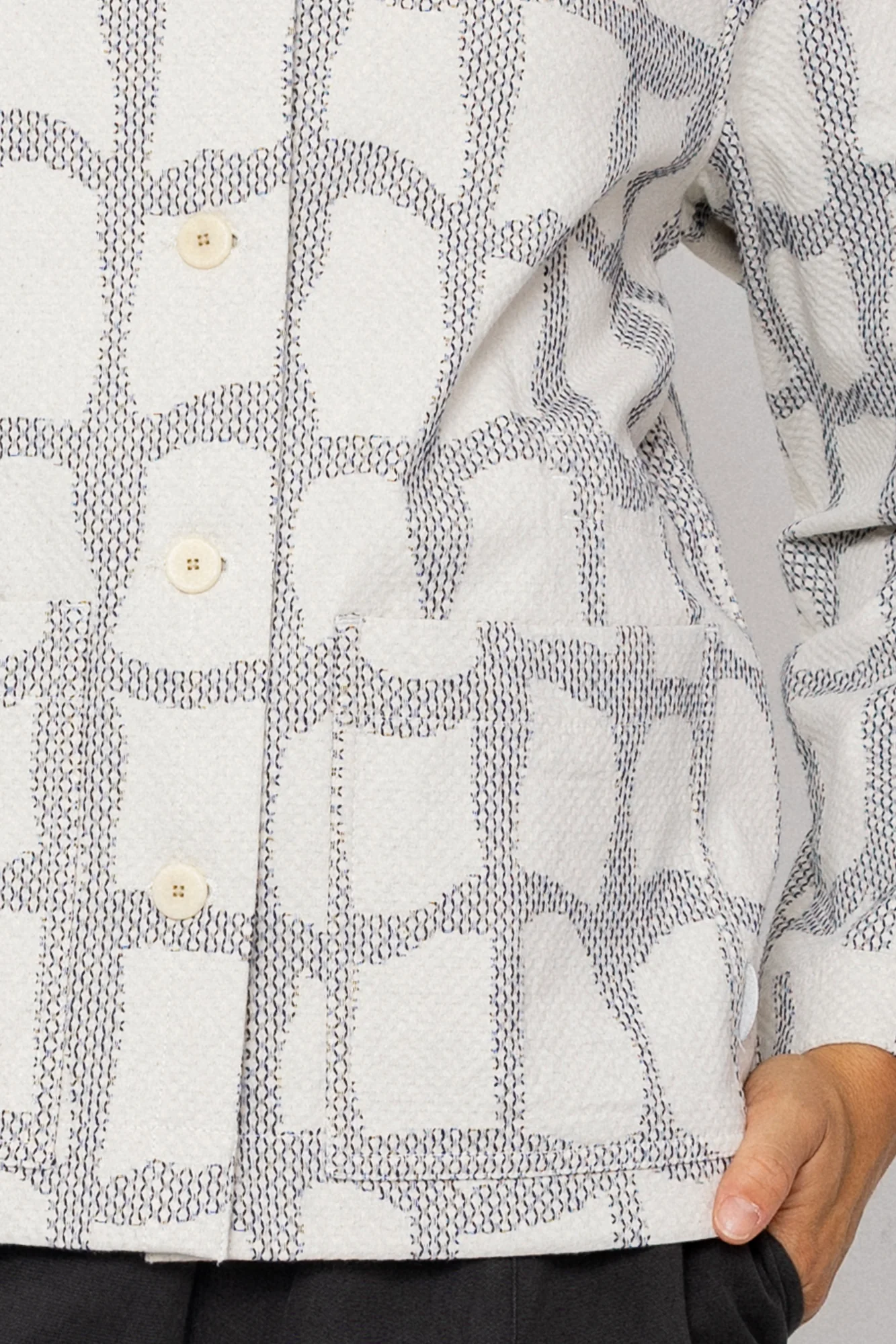 Assembly Jacket - Irregular Block Jacquard Ecru - Image 8