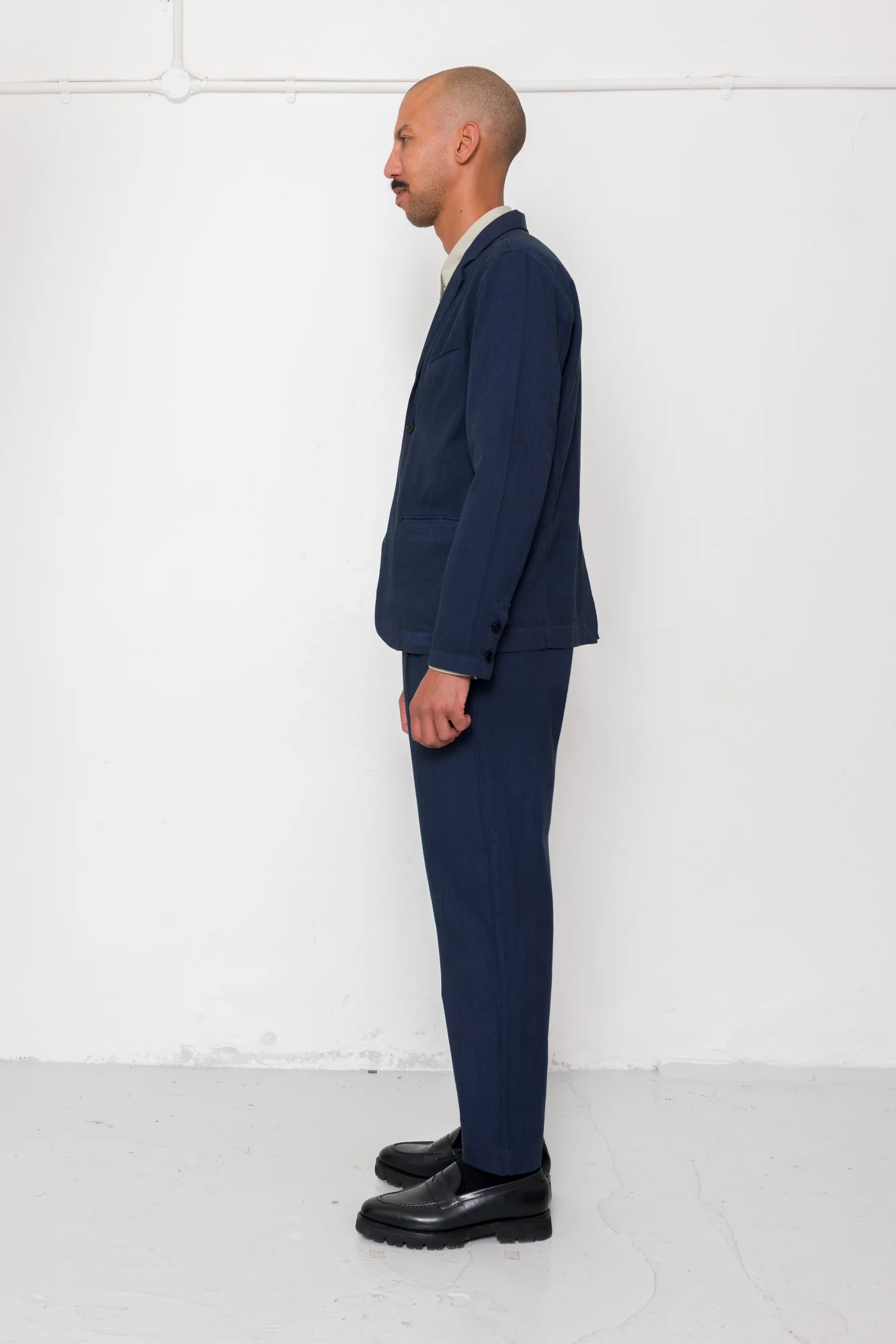 Assembly Suit Trouser - Navy Herringbone - Image 3