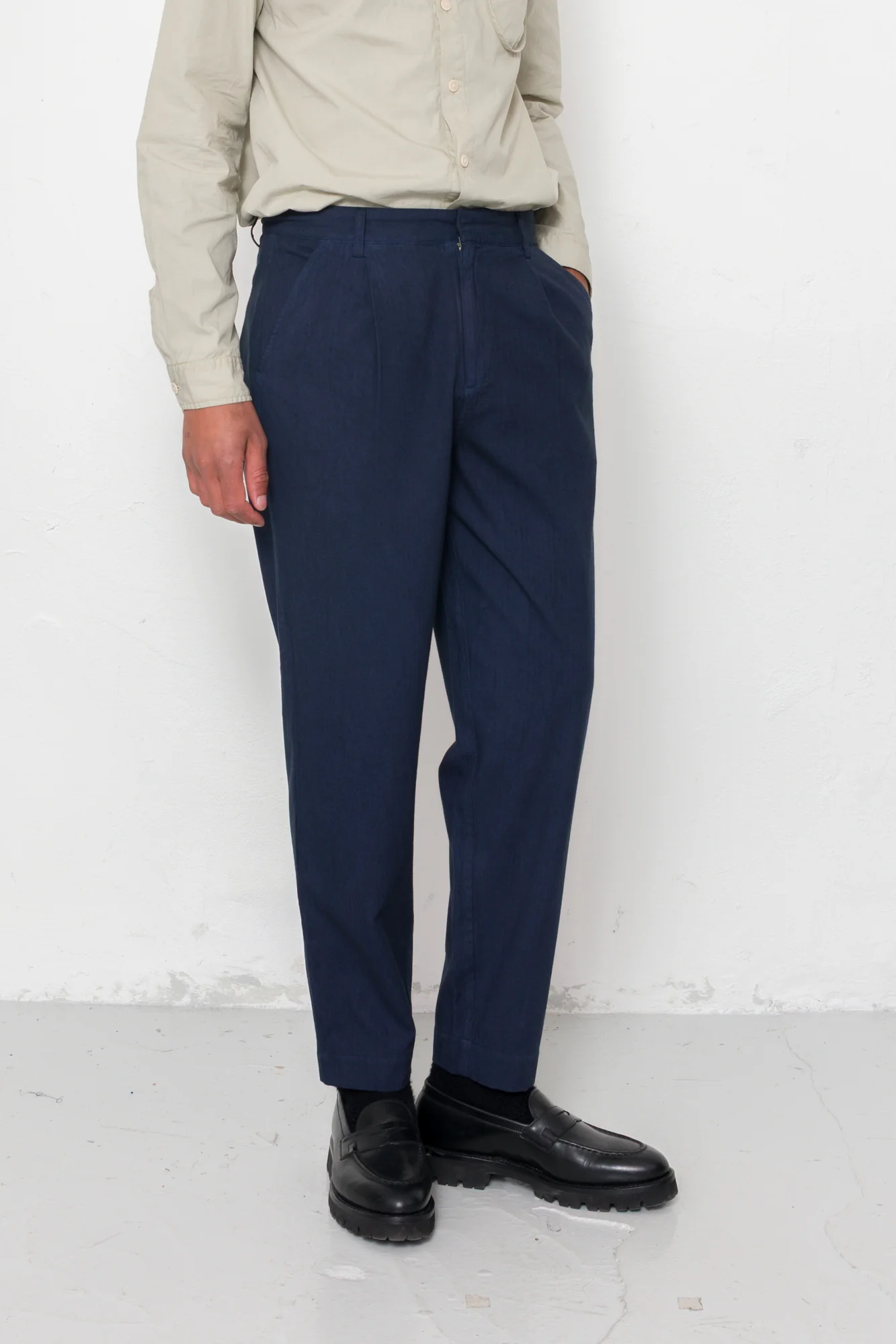 Assembly Suit Trouser - Navy Herringbone - Image 6