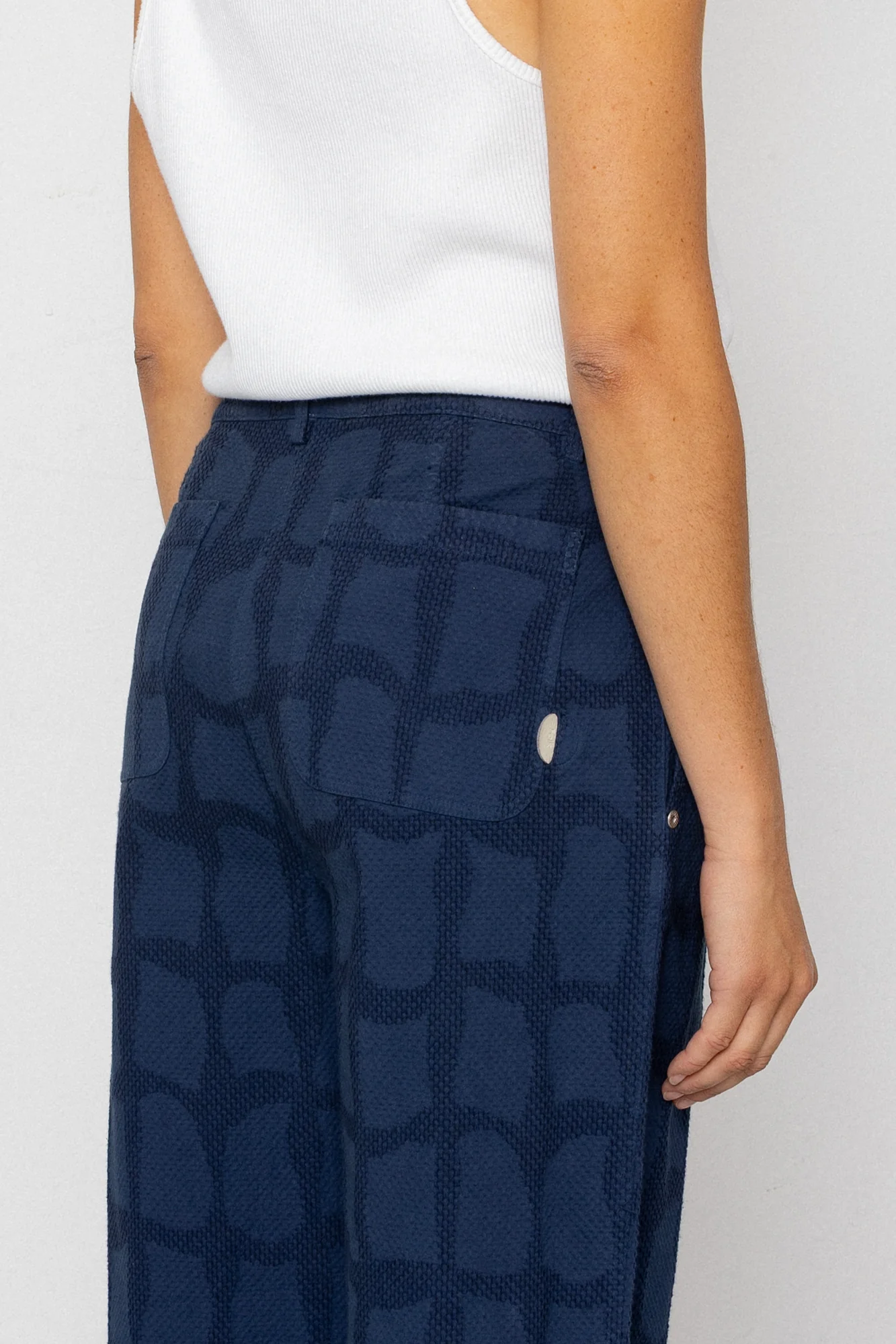 Baggy Trouser - Irregular Block Jacquard Navy - Image 4