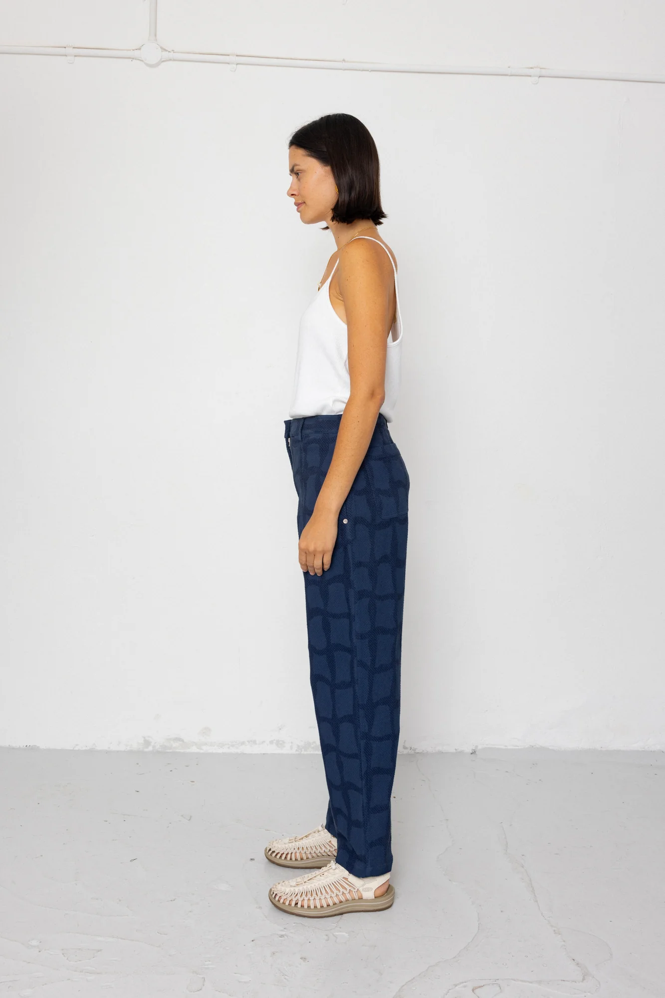 Baggy Trouser - Irregular Block Jacquard Navy - Image 6