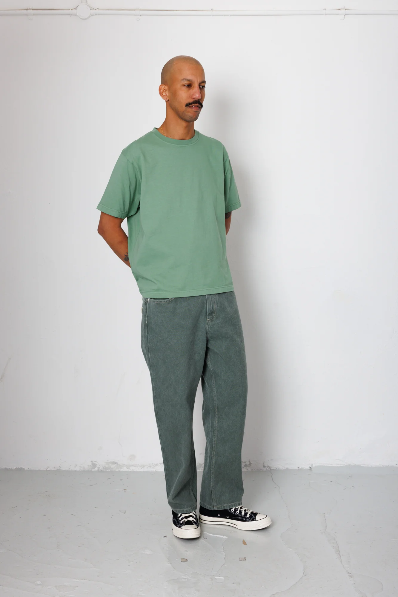 Barrel Leg Jean - Soft Green Canvas - Image 2