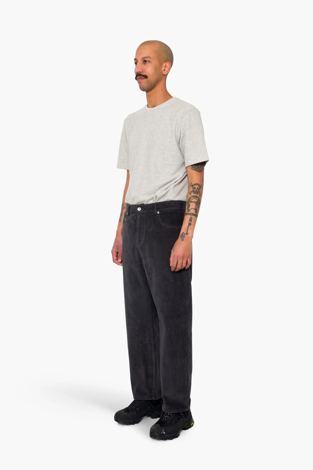 Barrel Leg Trouser - Smoke Grey Chunky Cord - Image 3