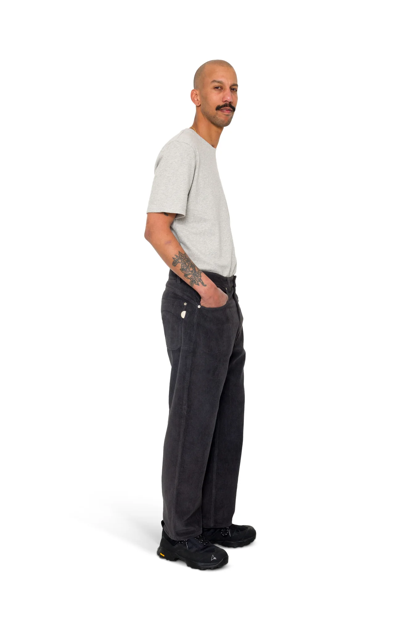 Barrel Leg Trouser - Smoke Grey Chunky Cord - Image 6