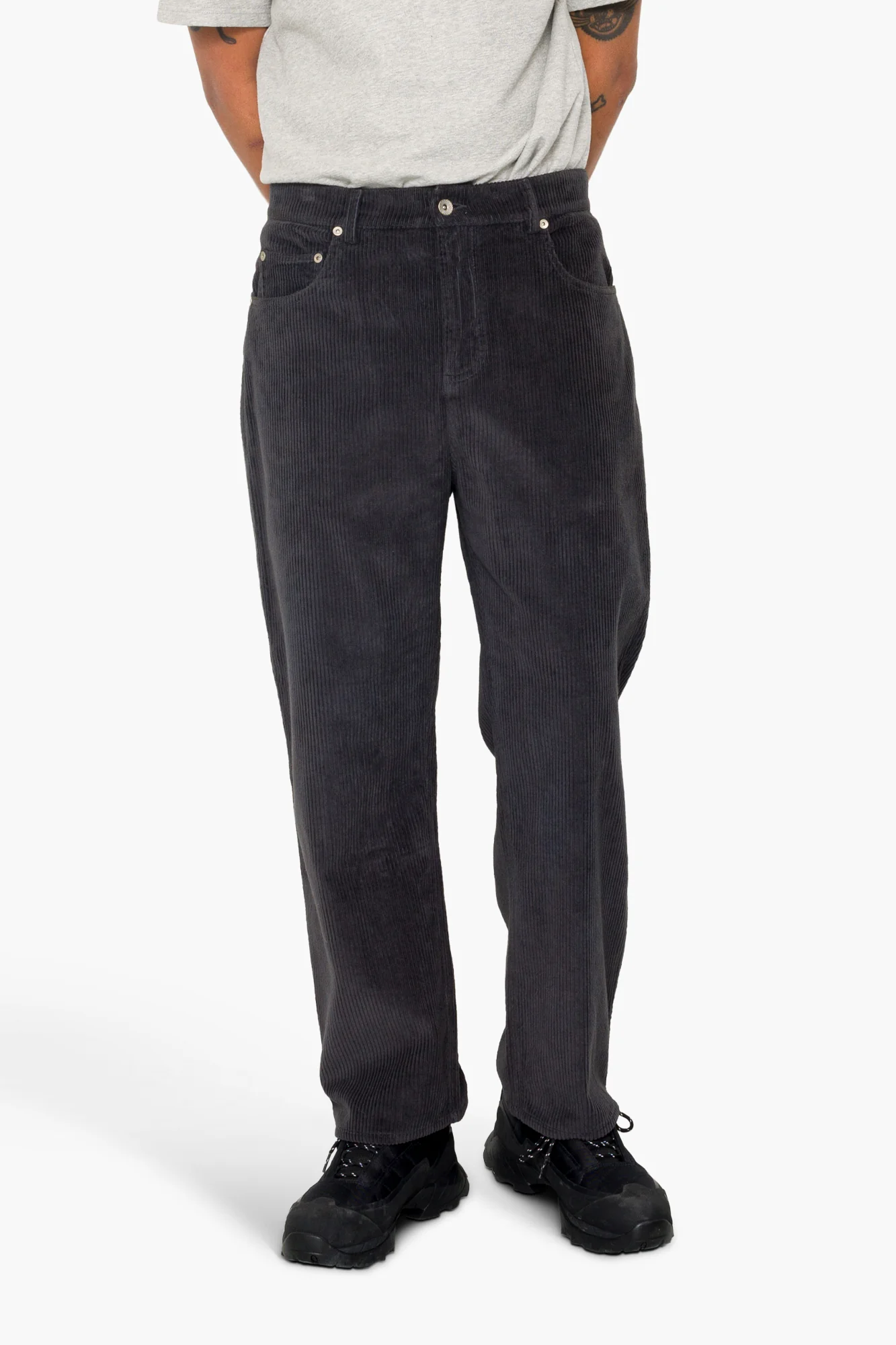 Barrel Leg Trouser - Smoke Grey Chunky Cord - Image 7