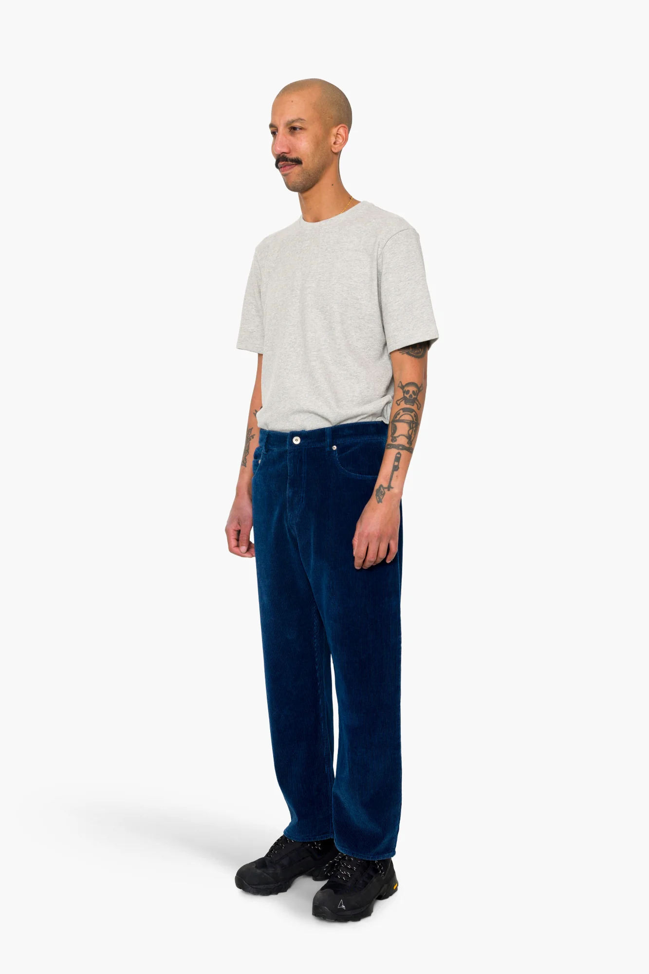 Barrel Leg Trouser - Washed Indigo Cord - Image 3