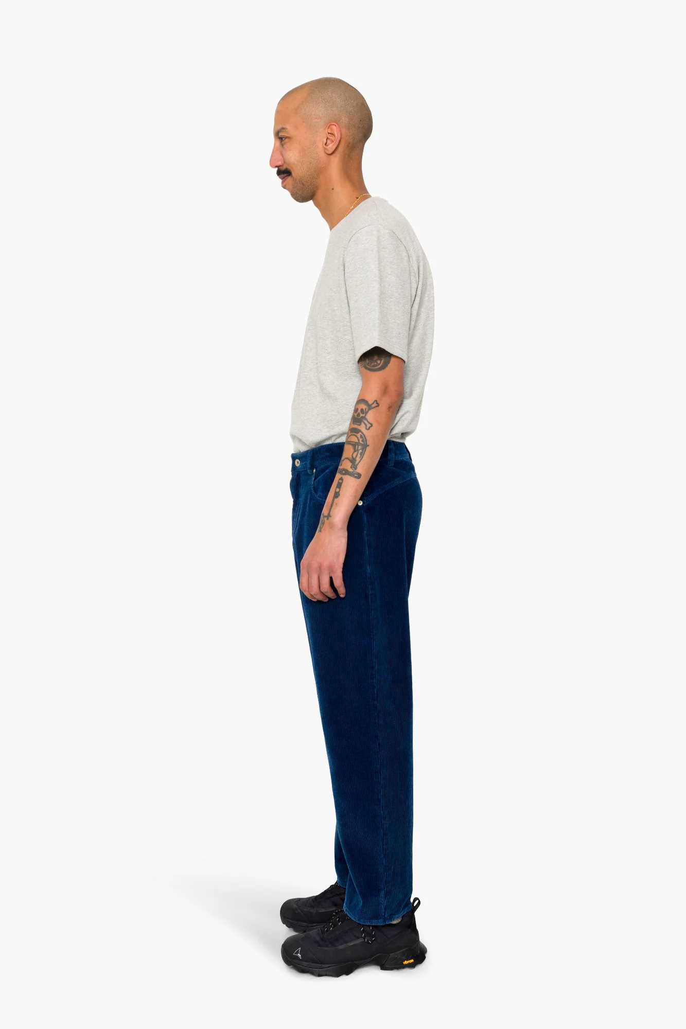 Barrel Leg Trouser - Washed Indigo Cord - Image 4