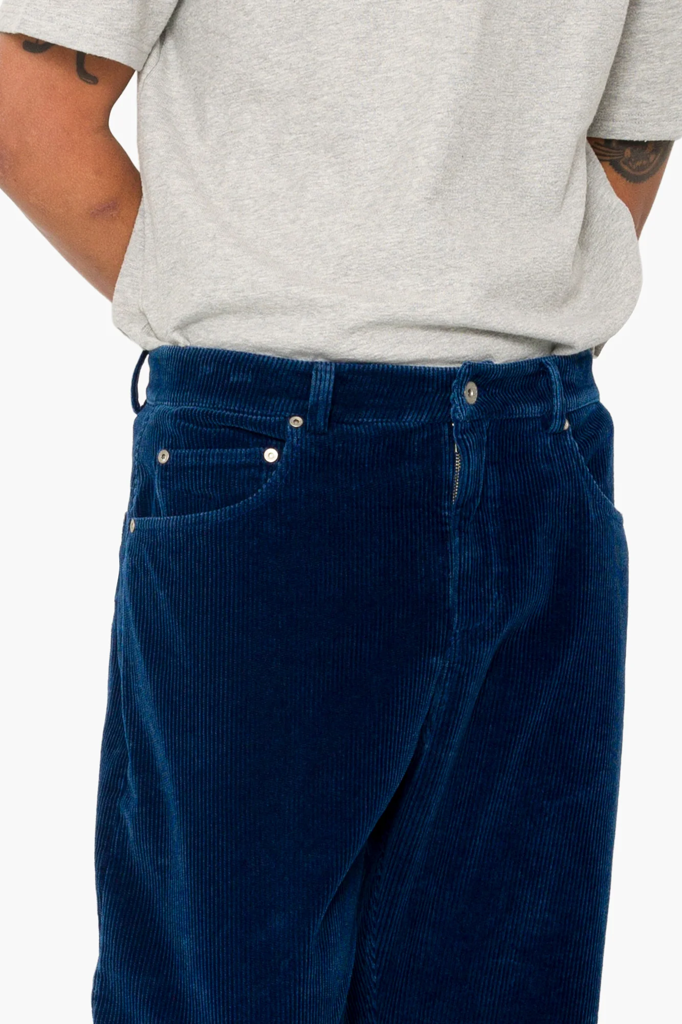 Barrel Leg Trouser - Washed Indigo Cord - Image 7