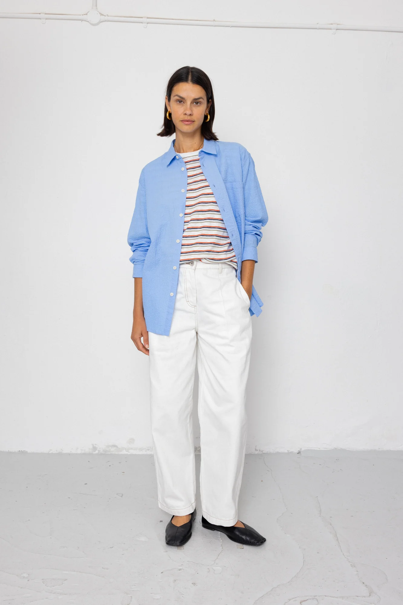 Boyfriend Shirt - Sky Blue Seersucker - Image 4