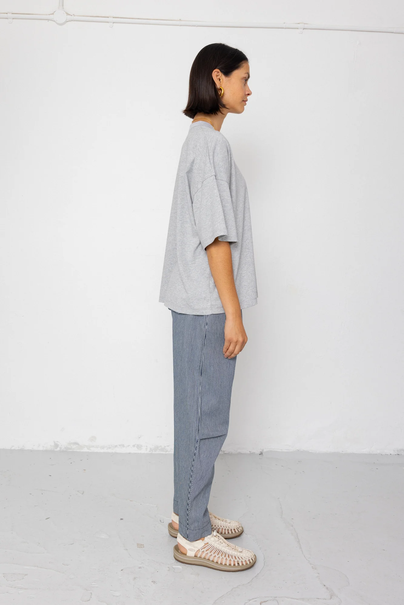 Boyfriend T-Shirt - Embroidered Grey Melange - Image 6