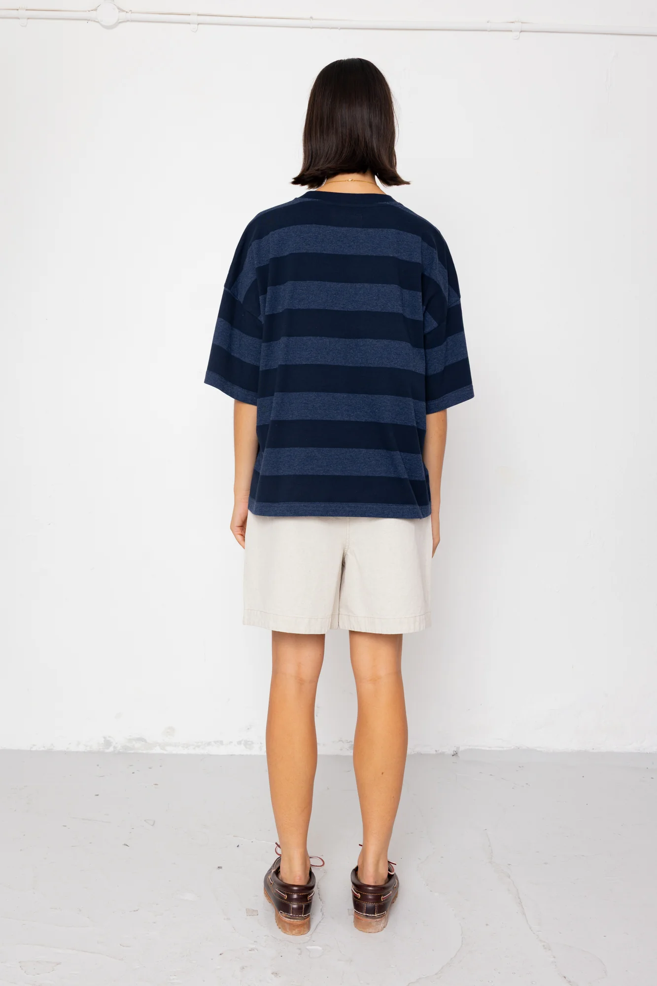Boyfriend T-Shirt - Navy / Blue Stripe - Image 6