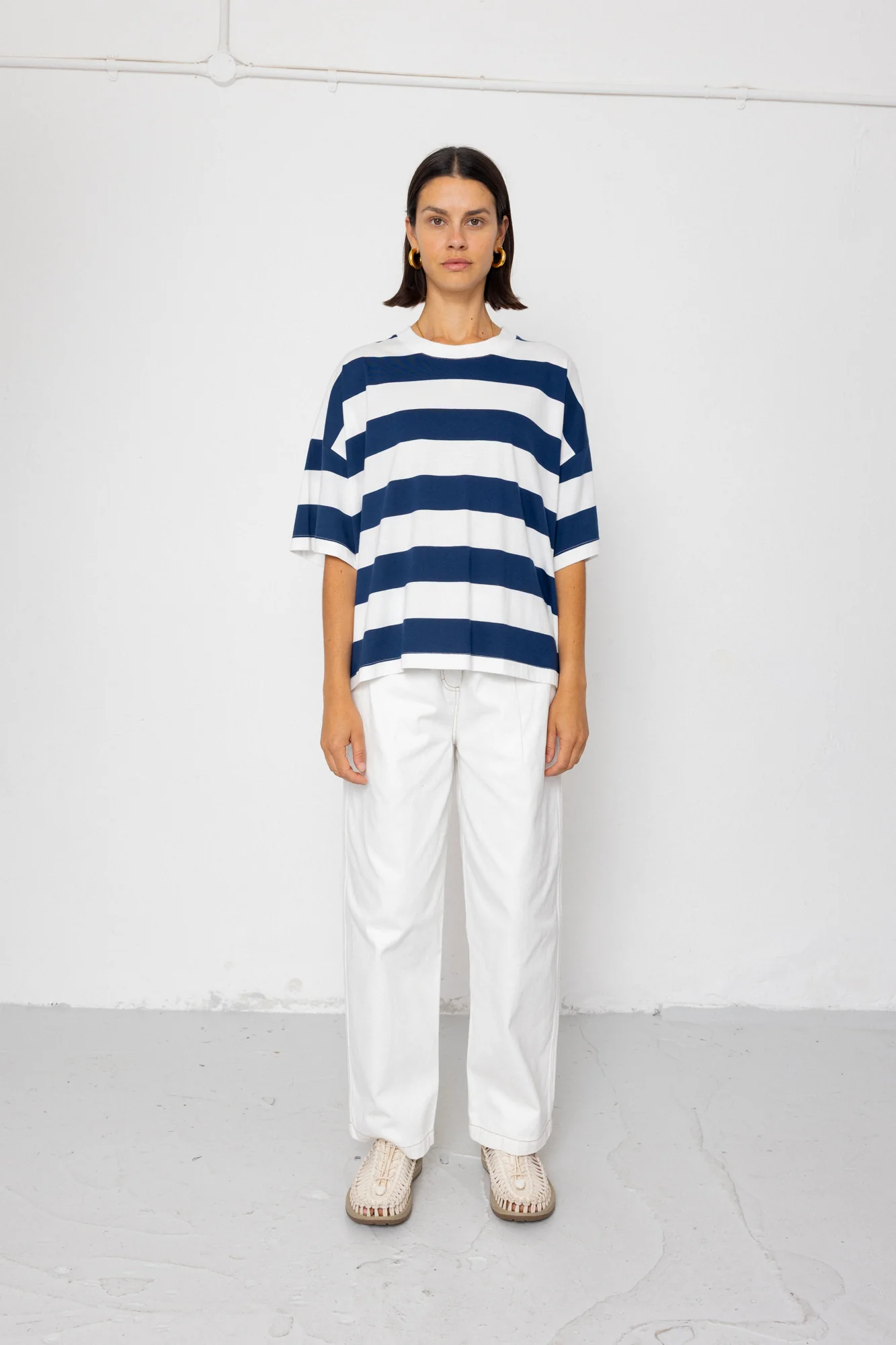 Boyfriend T-Shirt - Off White / Indigo Blue - Image 7