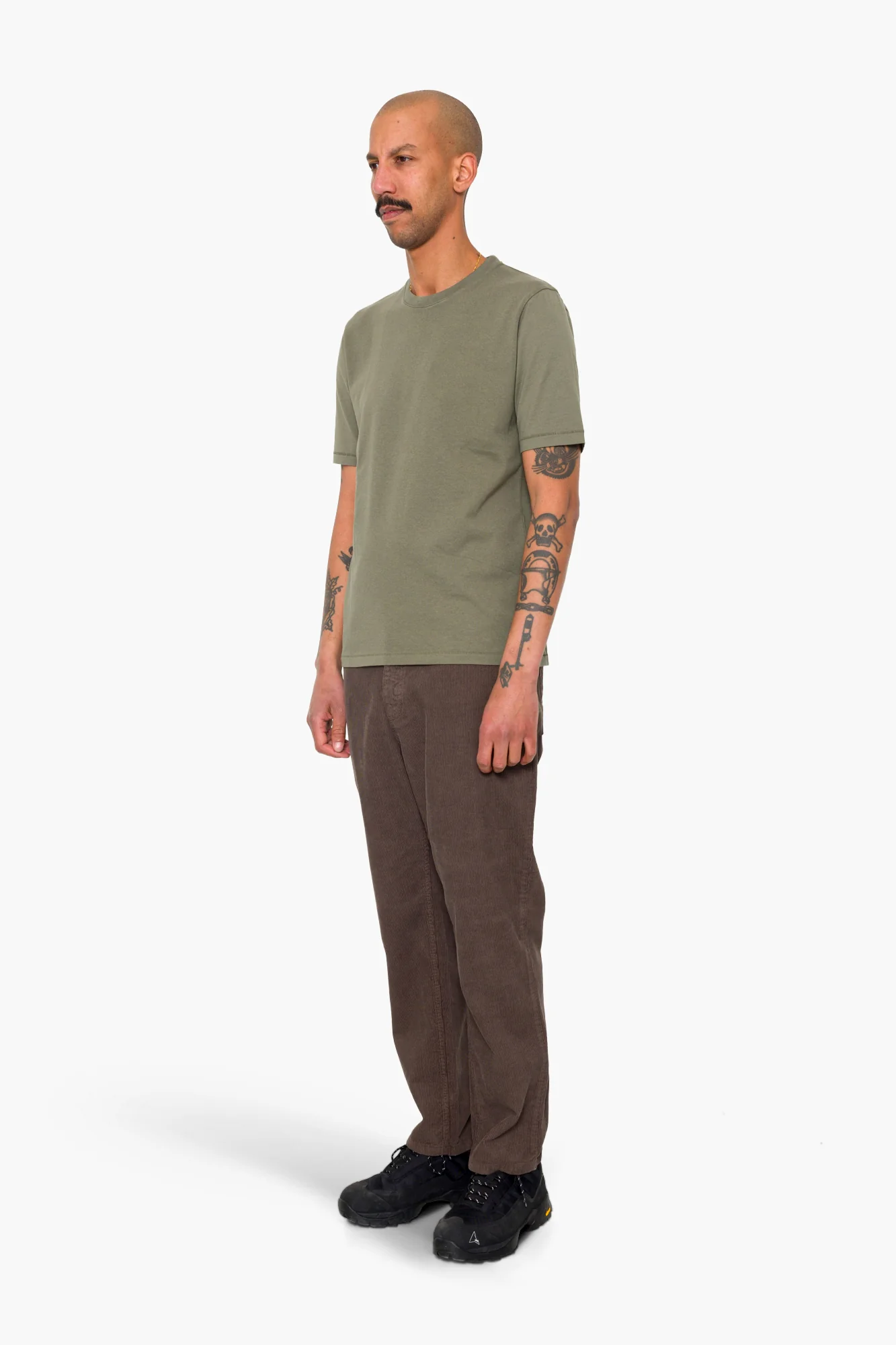 Contrast Sleeve T-Shirt - Olive - Image 3