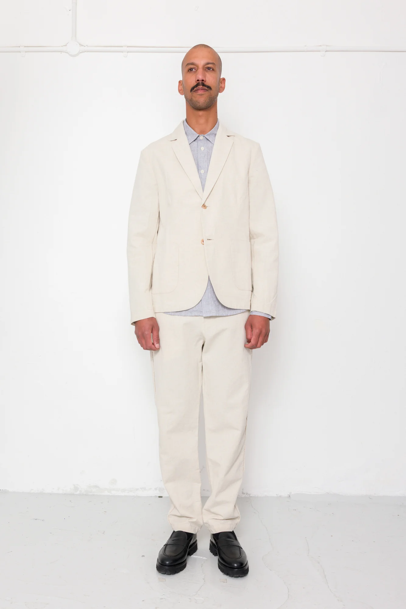 Cotton Linen Blazer - Natural Linen Canvas - Image 3