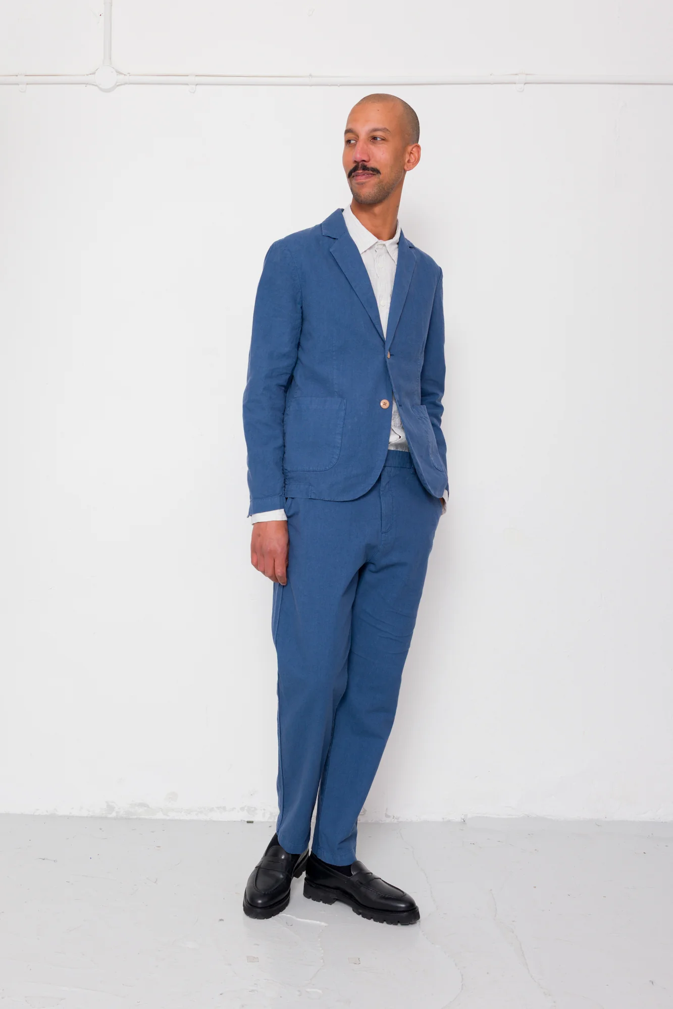 Cotton Linen Blazer - Woad - Image 8