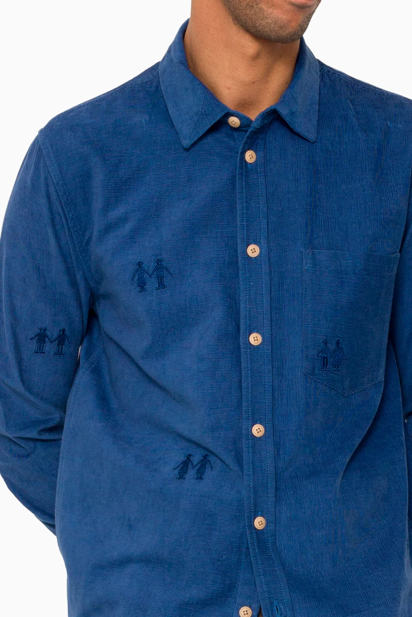 Direction Babycord Shirt - Soft Blue Embroidery - Image 7