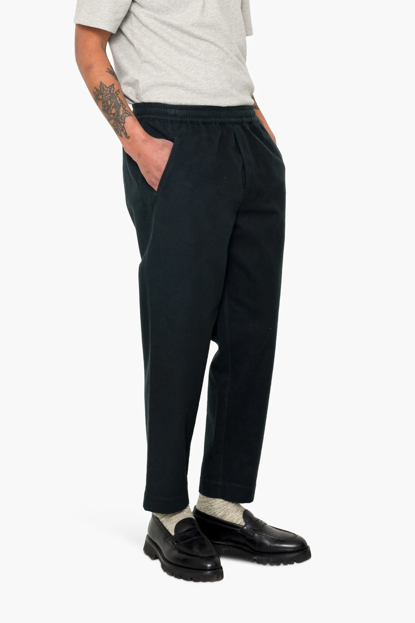 Drawcord Assembly Pant - Deep Green Moleskin - Image 6