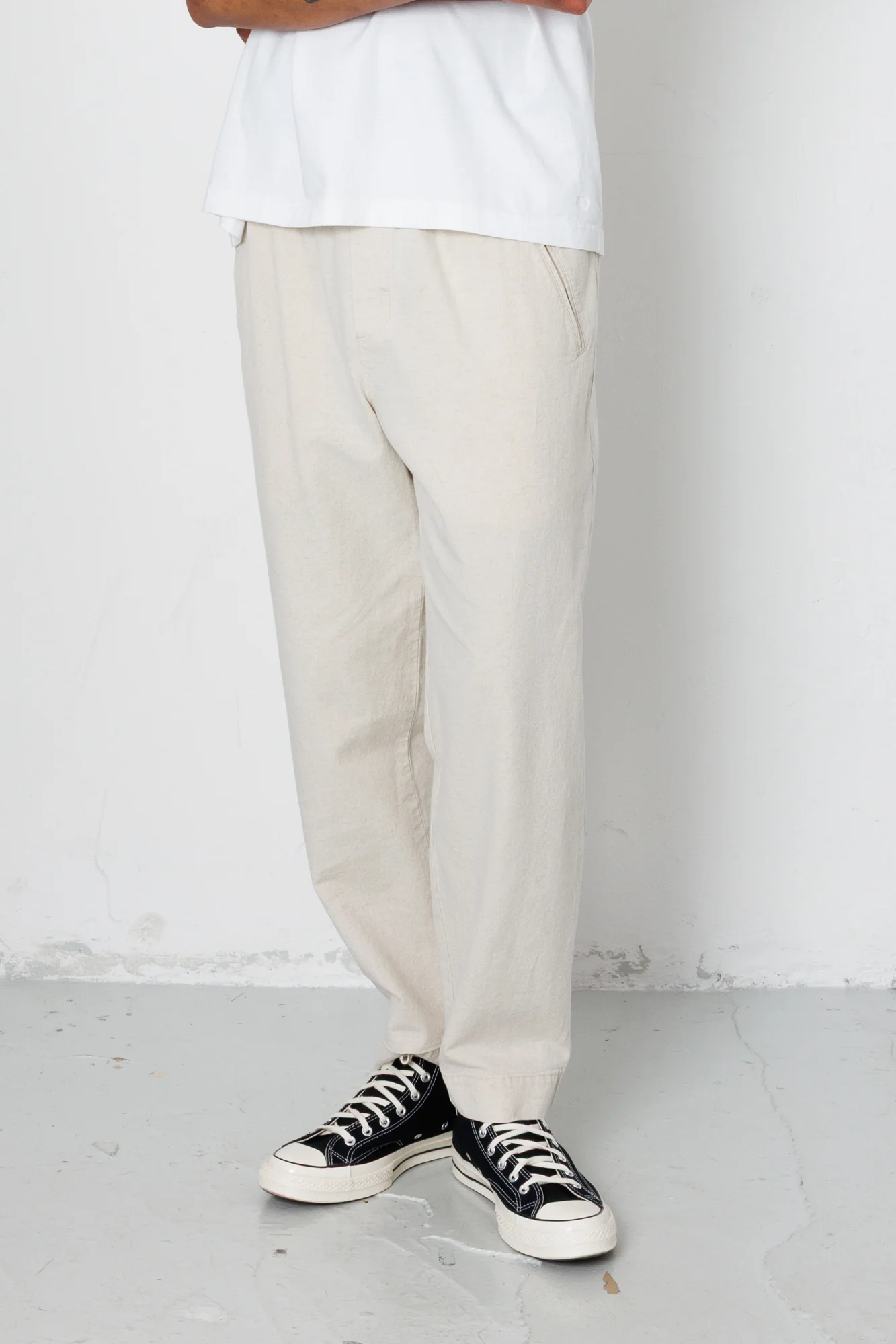Drawcord Assembly Pant - Natural Linen Cotton Canvas - Image 4