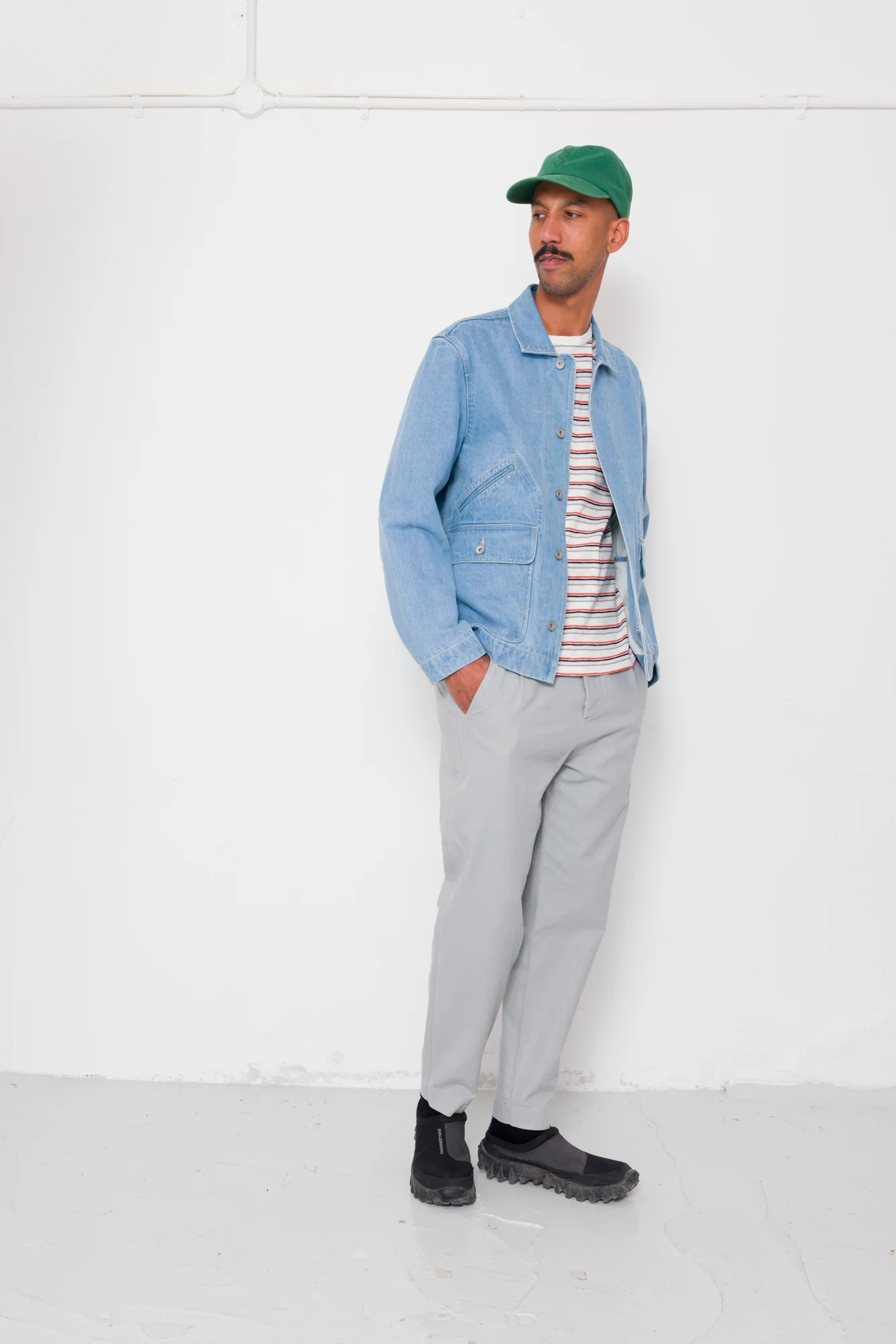 Drawcord Assembly Pant - Silver Grey Cotton Linen - Image 8