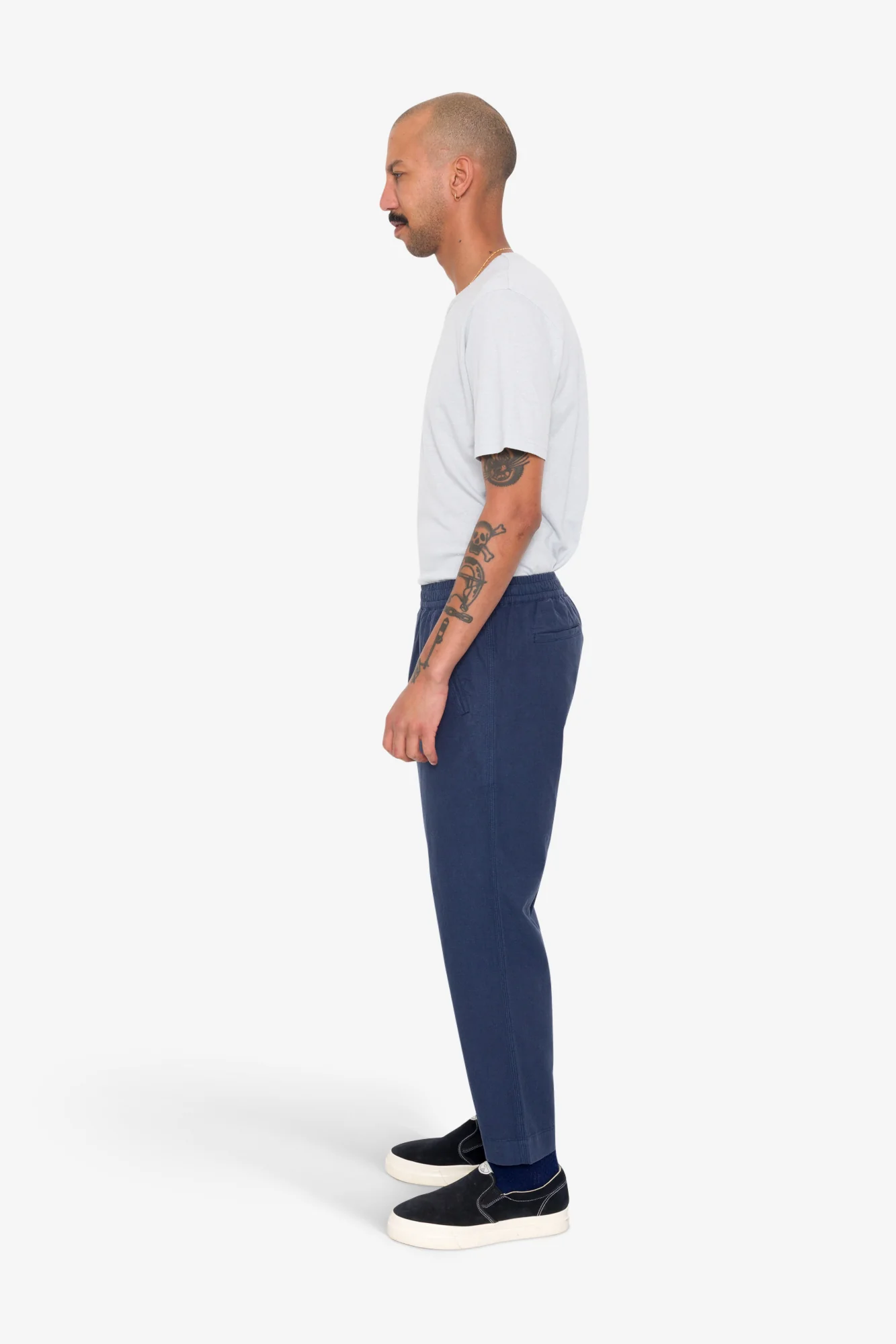 Drawcord Assembly Pant - Soft Navy Cotton Linen - Image 4