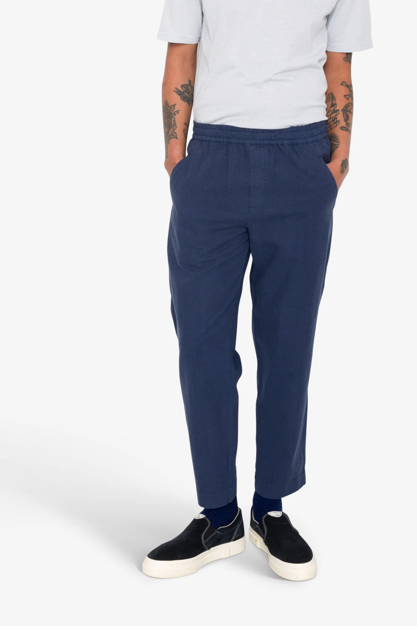 Drawcord Assembly Pant - Soft Navy Cotton Linen - Image 6