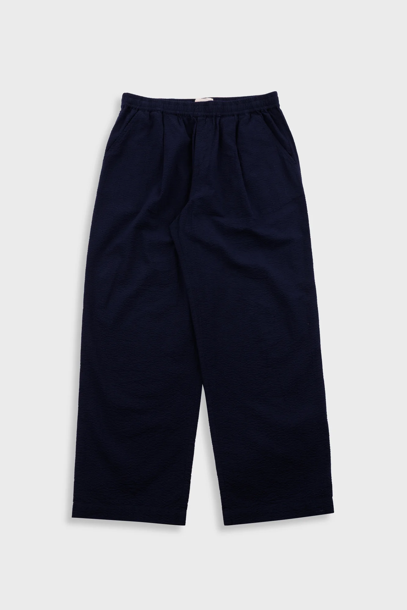 Drawcord Loose Trouser - Navy Seersucker