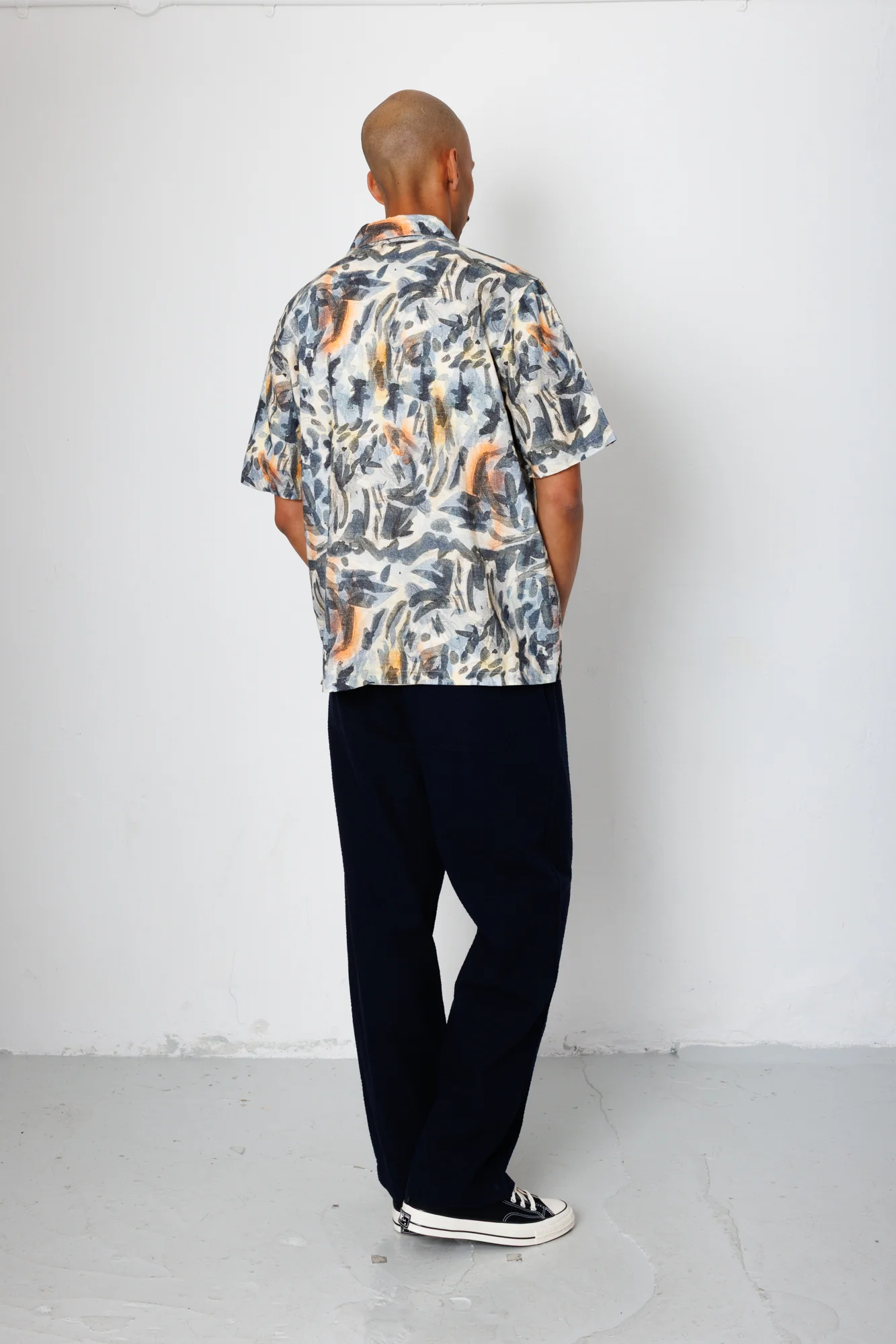 Drawcord Loose Trouser - Navy Seersucker - Image 7