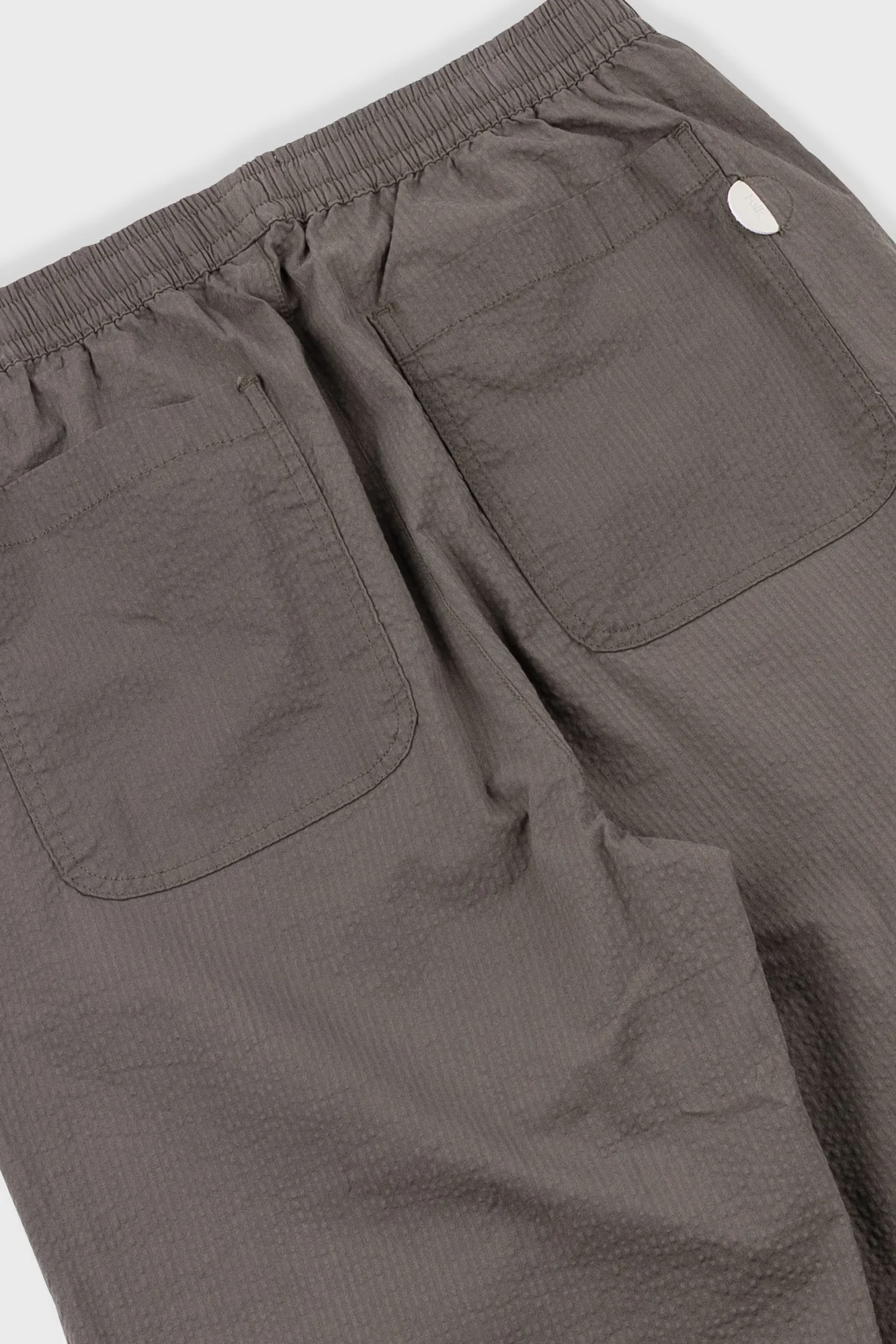 Drawcord Loose Trousers - Dark Olive Seersucker - Image 7
