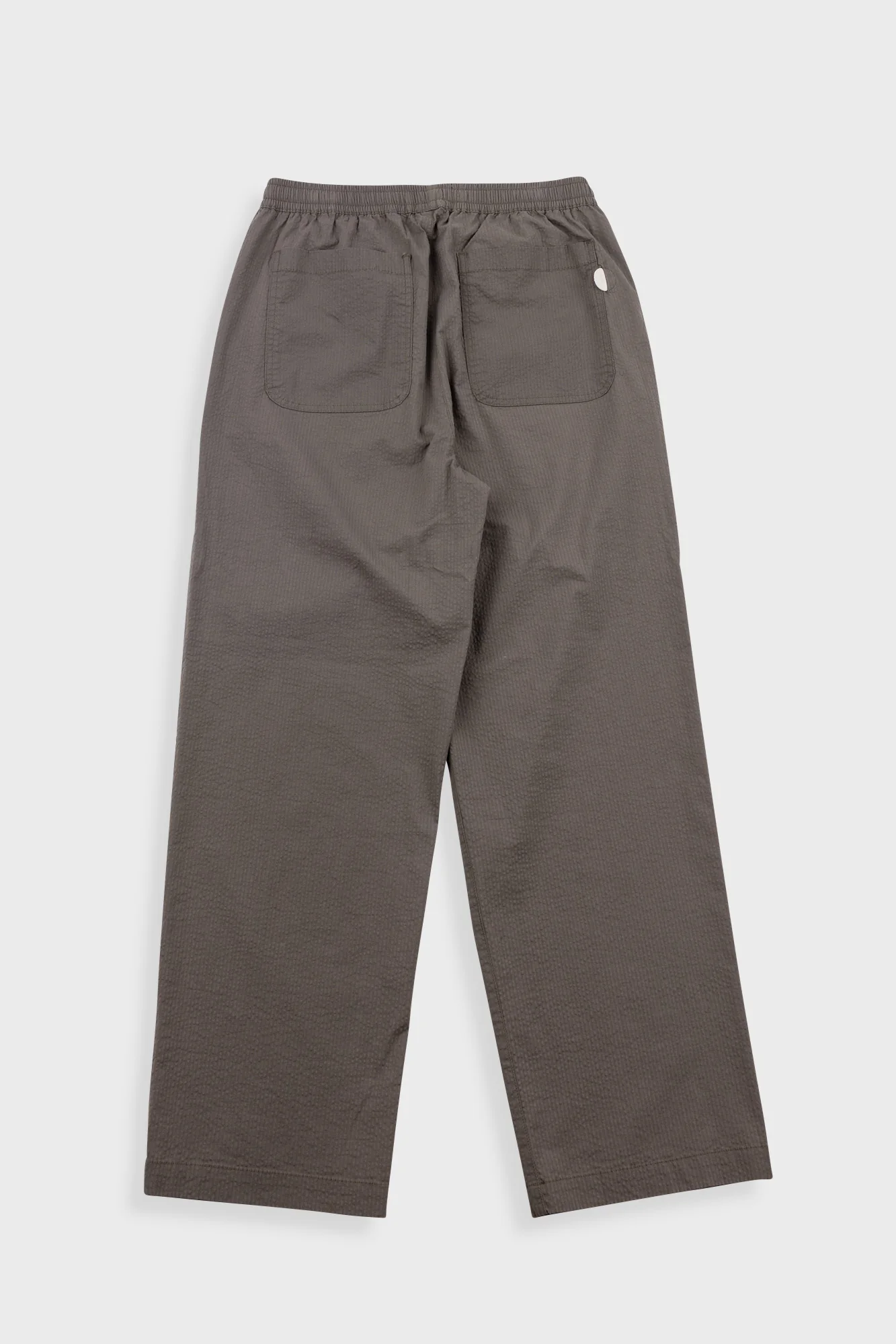 Drawcord Loose Trousers - Dark Olive Seersucker - Image 8
