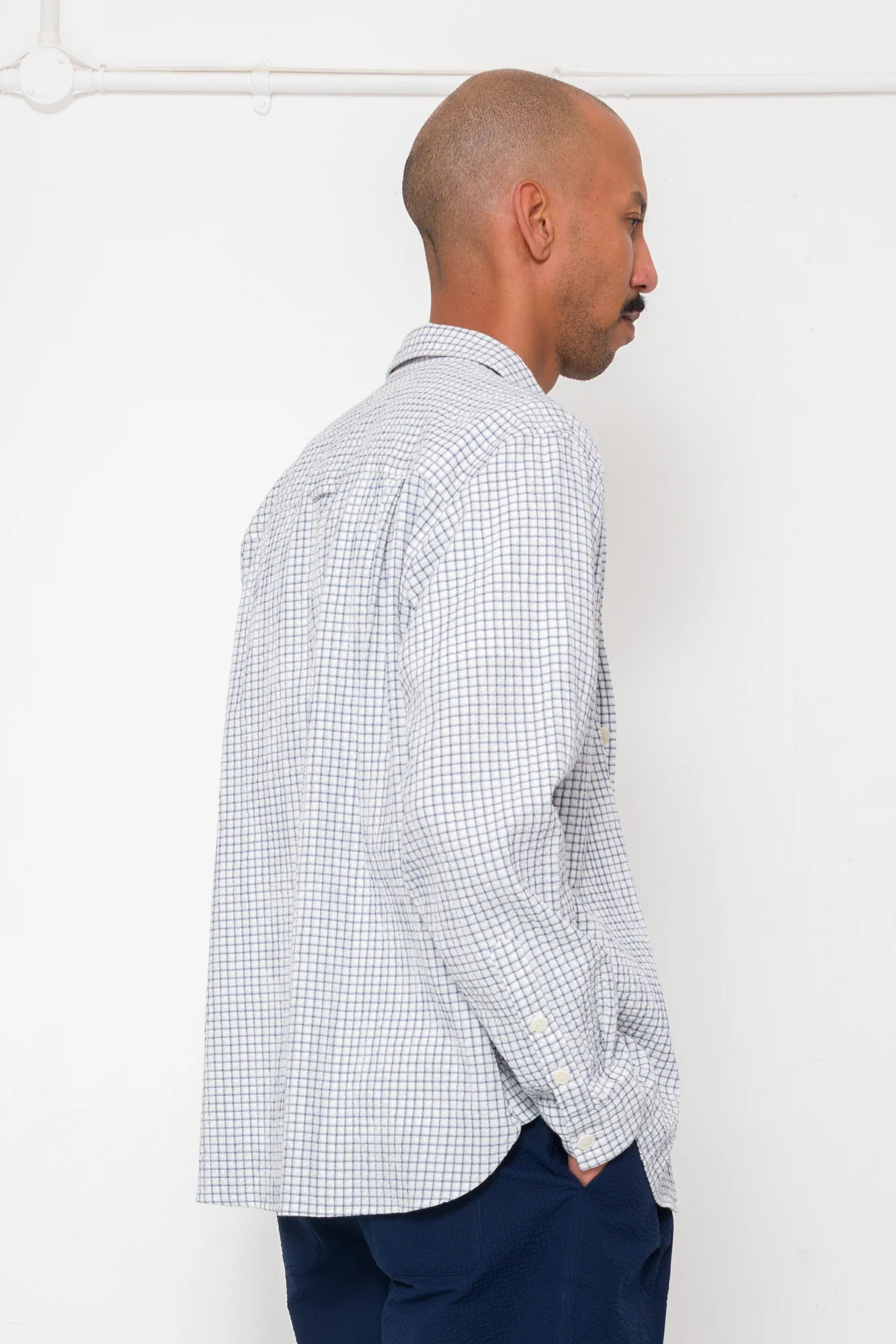 Easy Fit Shirt - Soft Blue Mini Check - Image 5