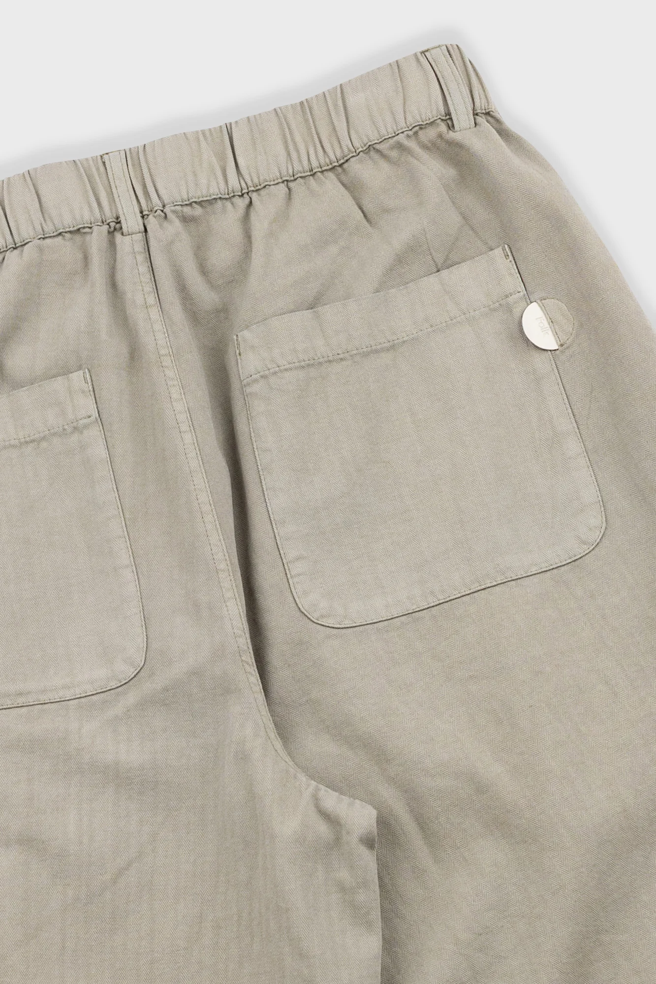 Elasticated Wide Fit Short - Silver Sage Herringbone - Image 6