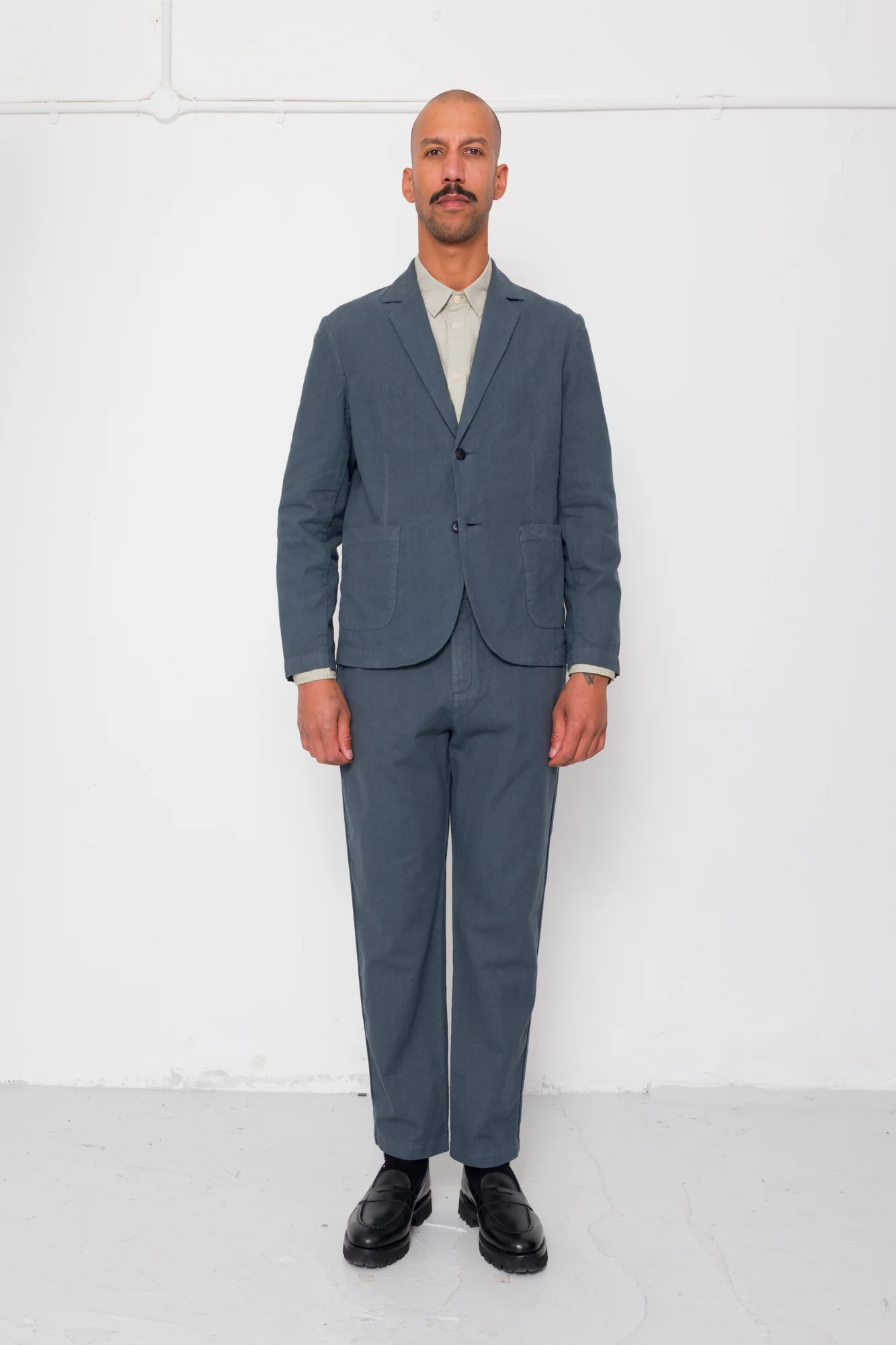Fixed Waistband Cotton Linen Trouser - Charcoal - Image 3