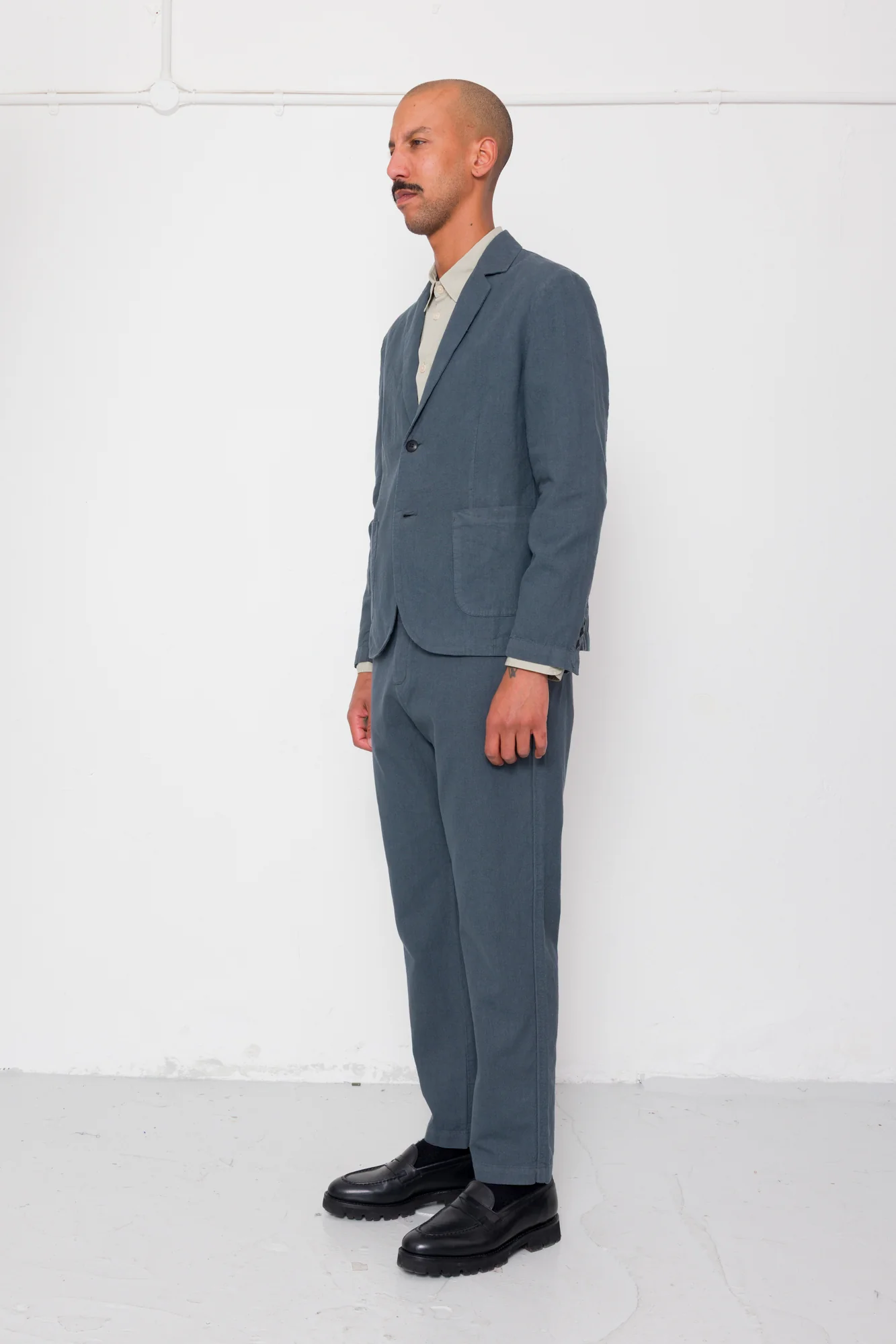 Fixed Waistband Cotton Linen Trouser - Charcoal - Image 4
