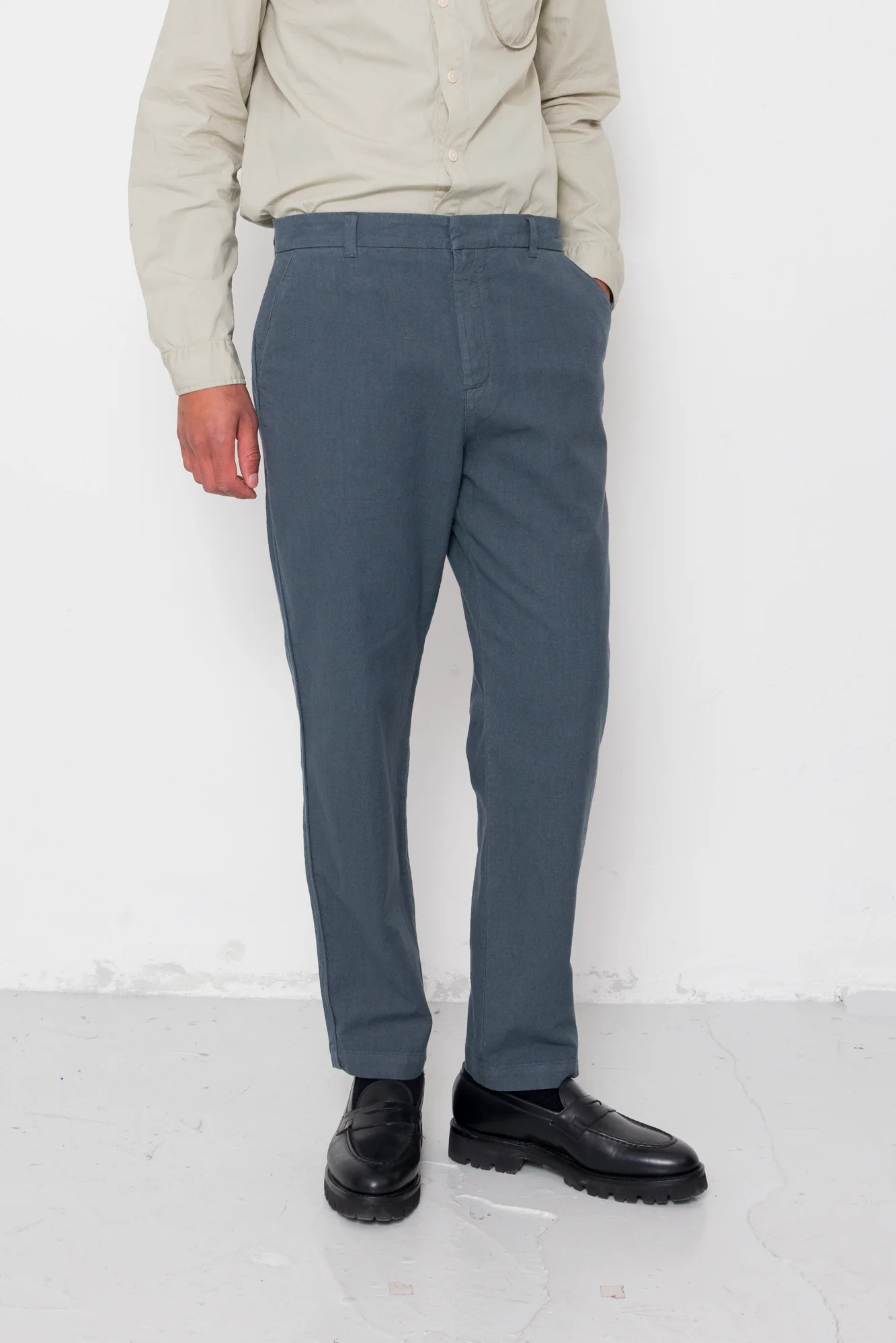 Fixed Waistband Cotton Linen Trouser - Charcoal - Image 6