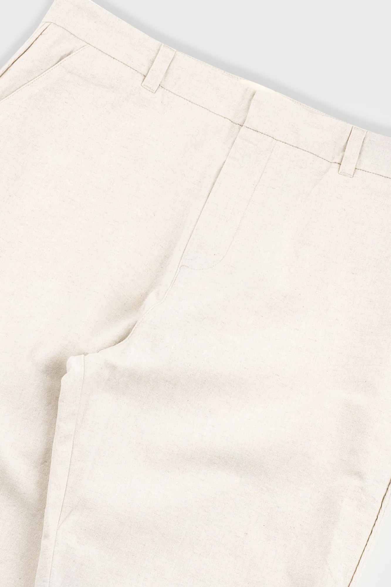Fixed Waistband Cotton Linen Trouser - Natural Linen Canvas - Image 5