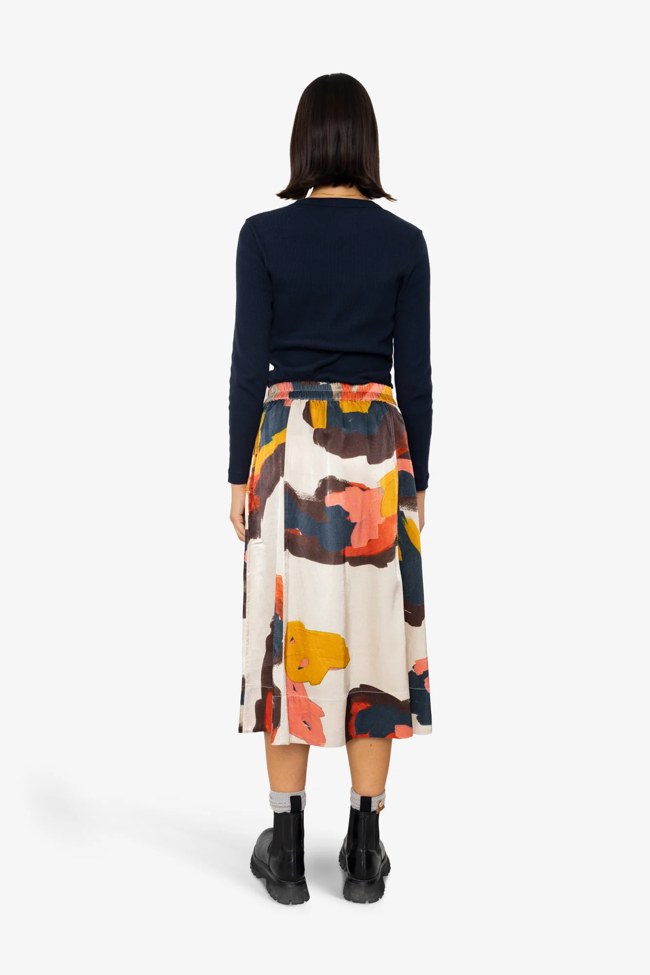 Full Seam Skirt - Impasto Print Satin - Image 7