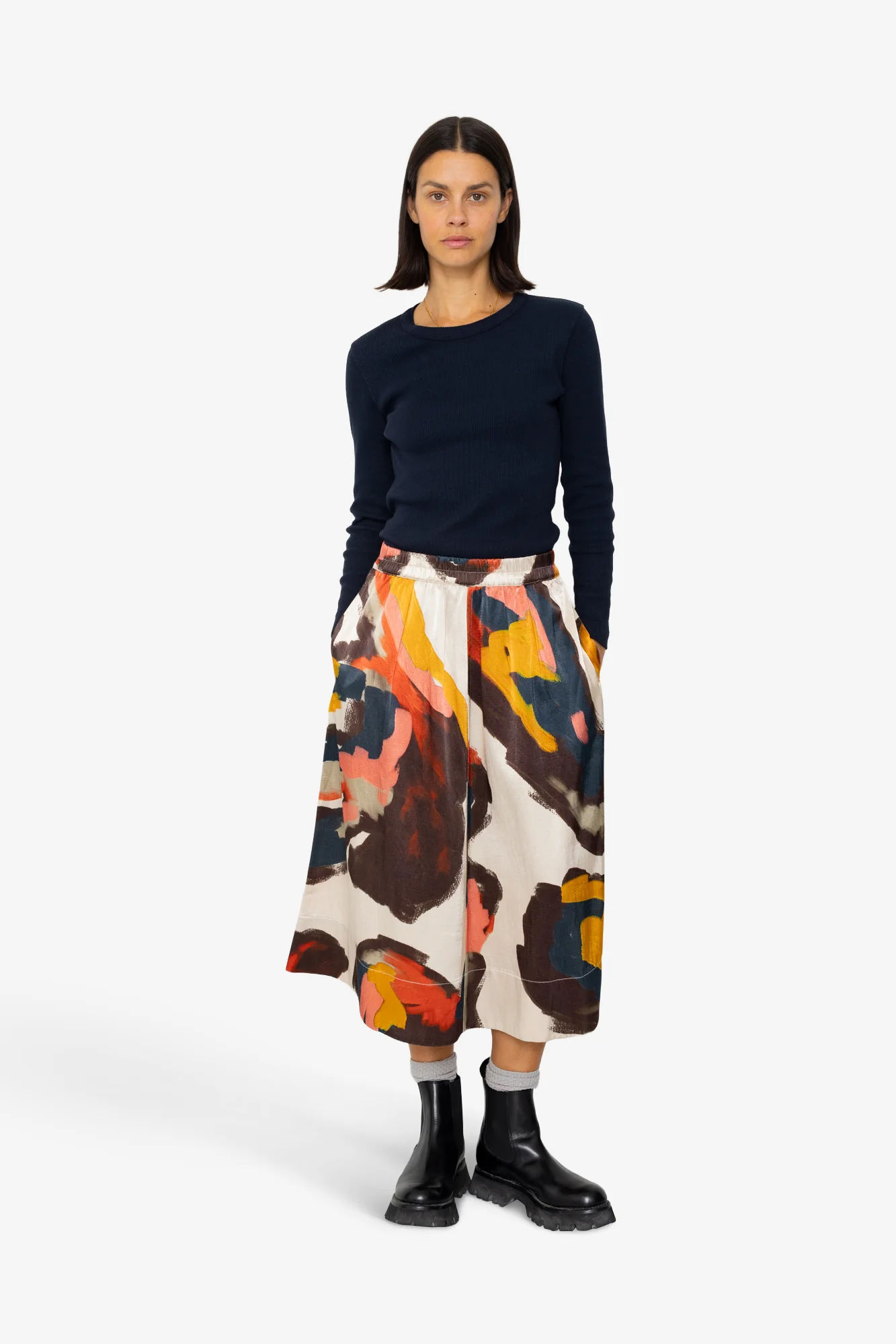 Full Seam Skirt - Impasto Print Satin - Image 8