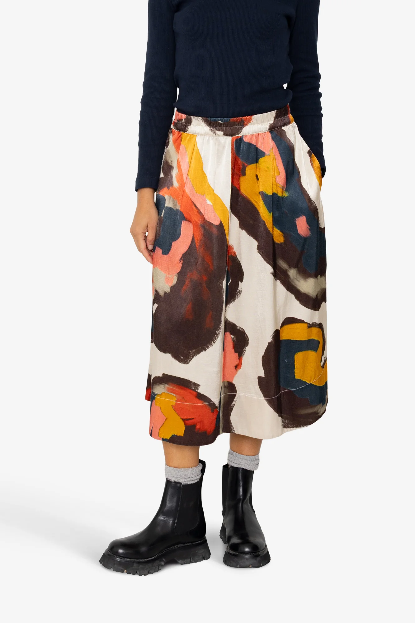 Full Seam Skirt - Impasto Print Satin - Image 9