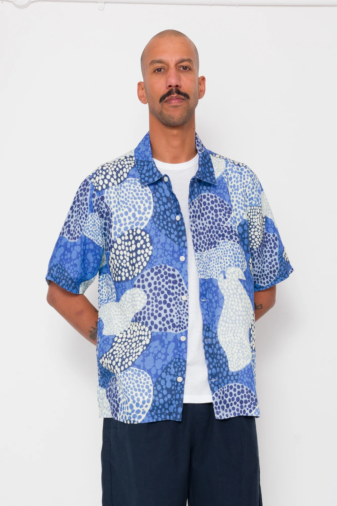 Gabe Shirt - Dot Print Blue Mono - Image 3