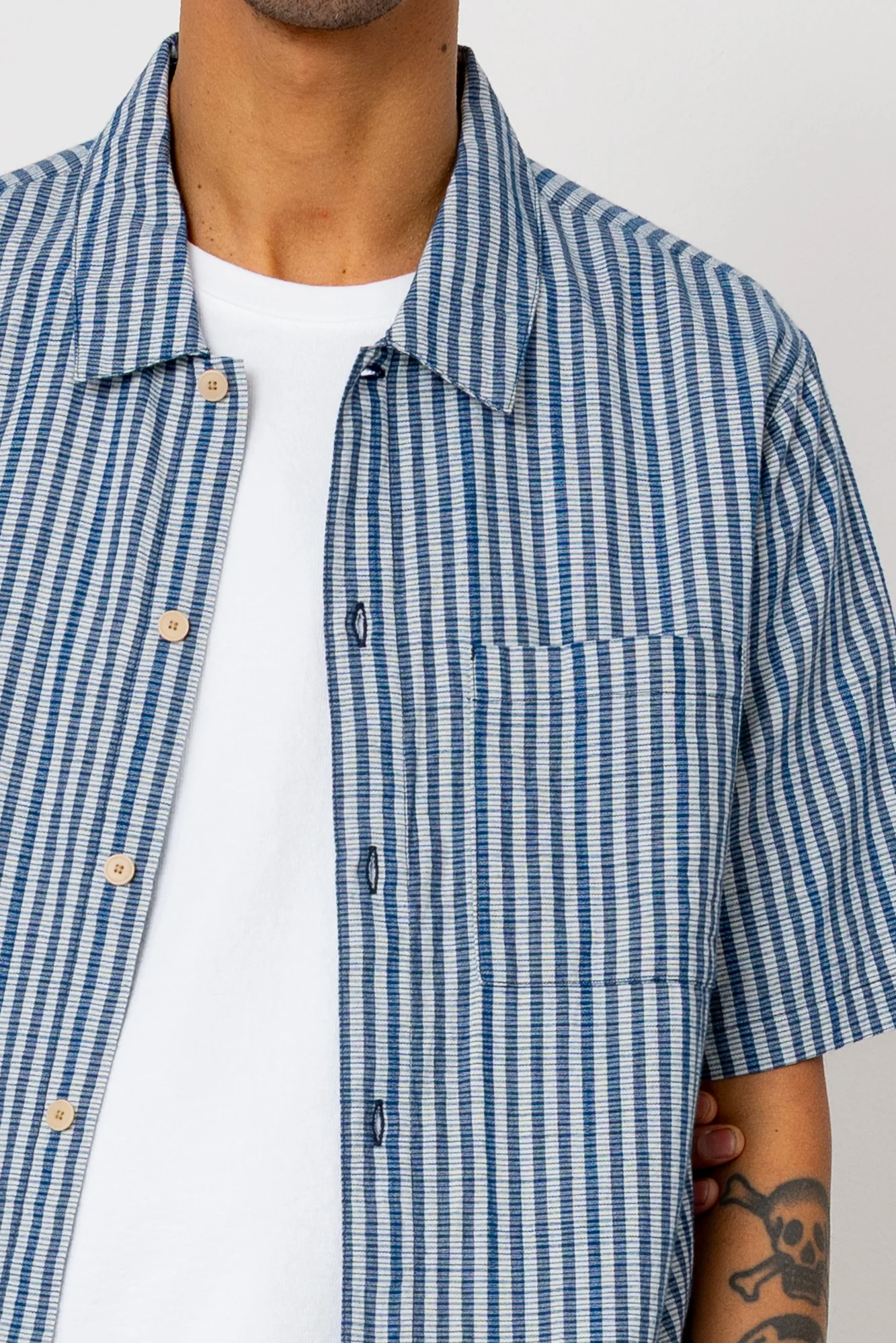 Gabe Shirt - Indigo Crinkle Mini Check - Image 5