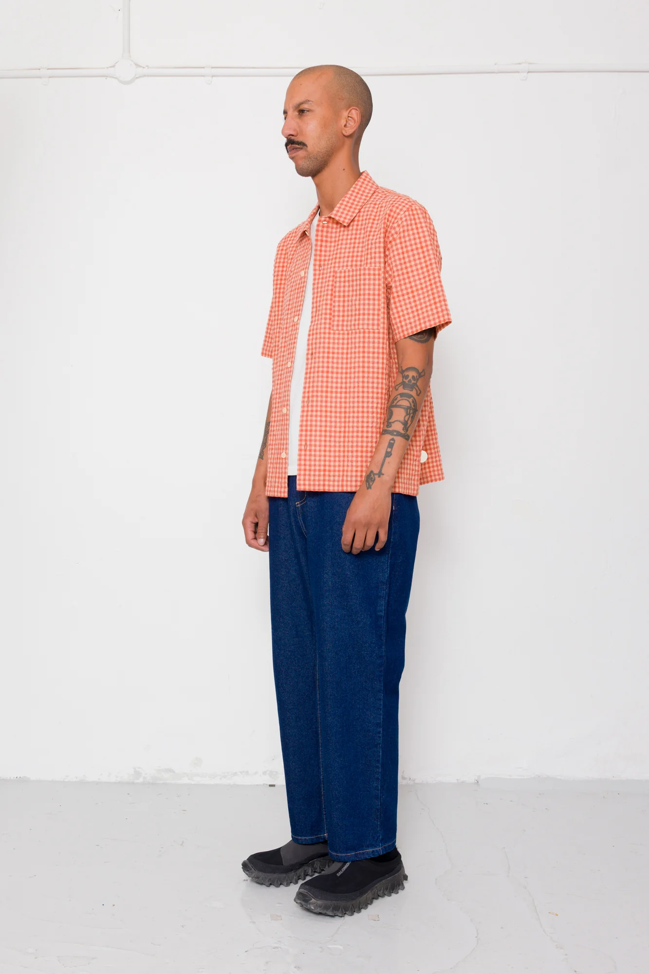 Gabe Shirt - Red Oxide Textured Check - Image 4