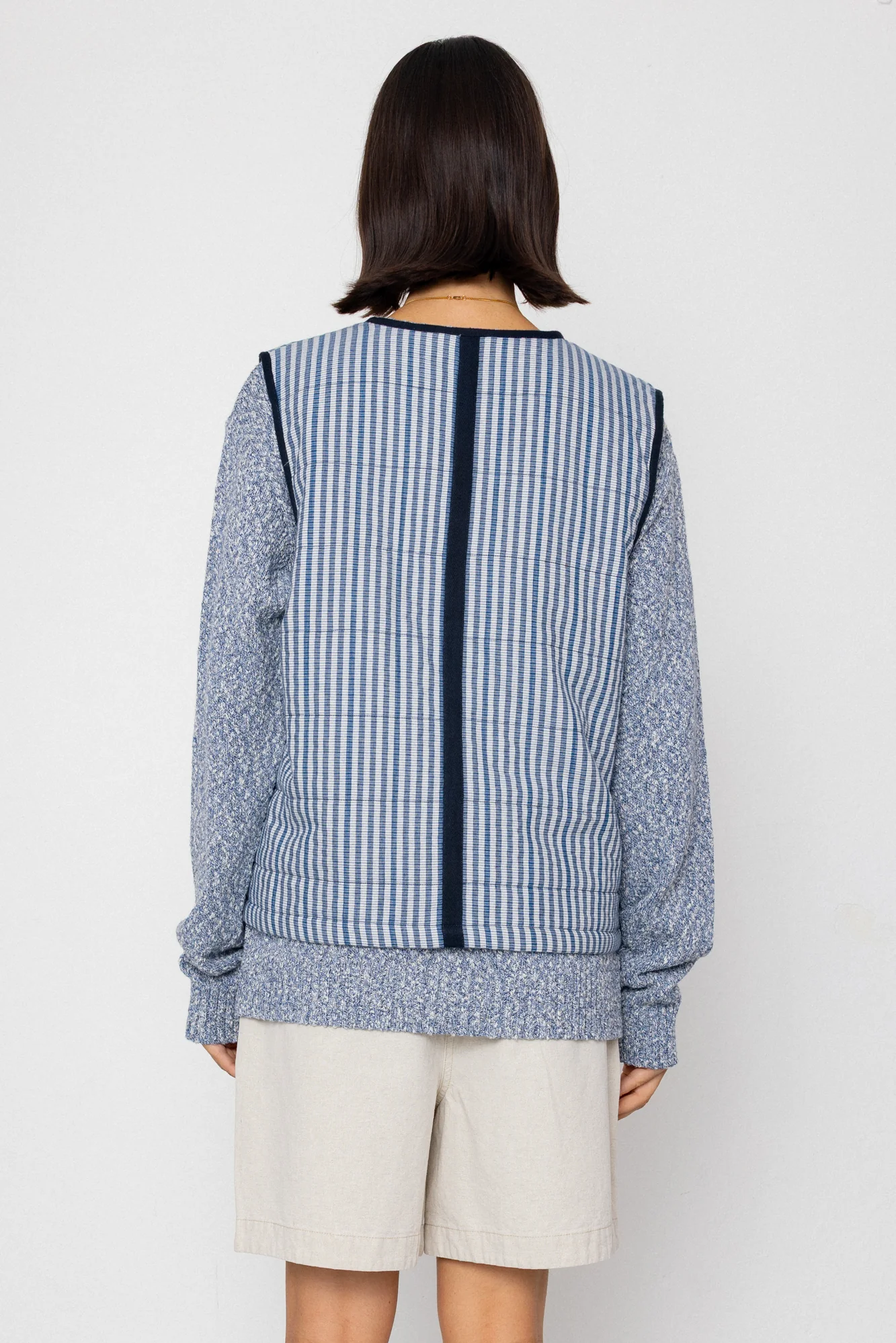 Gilet - Indigo Crinkle Mini Check - Image 3